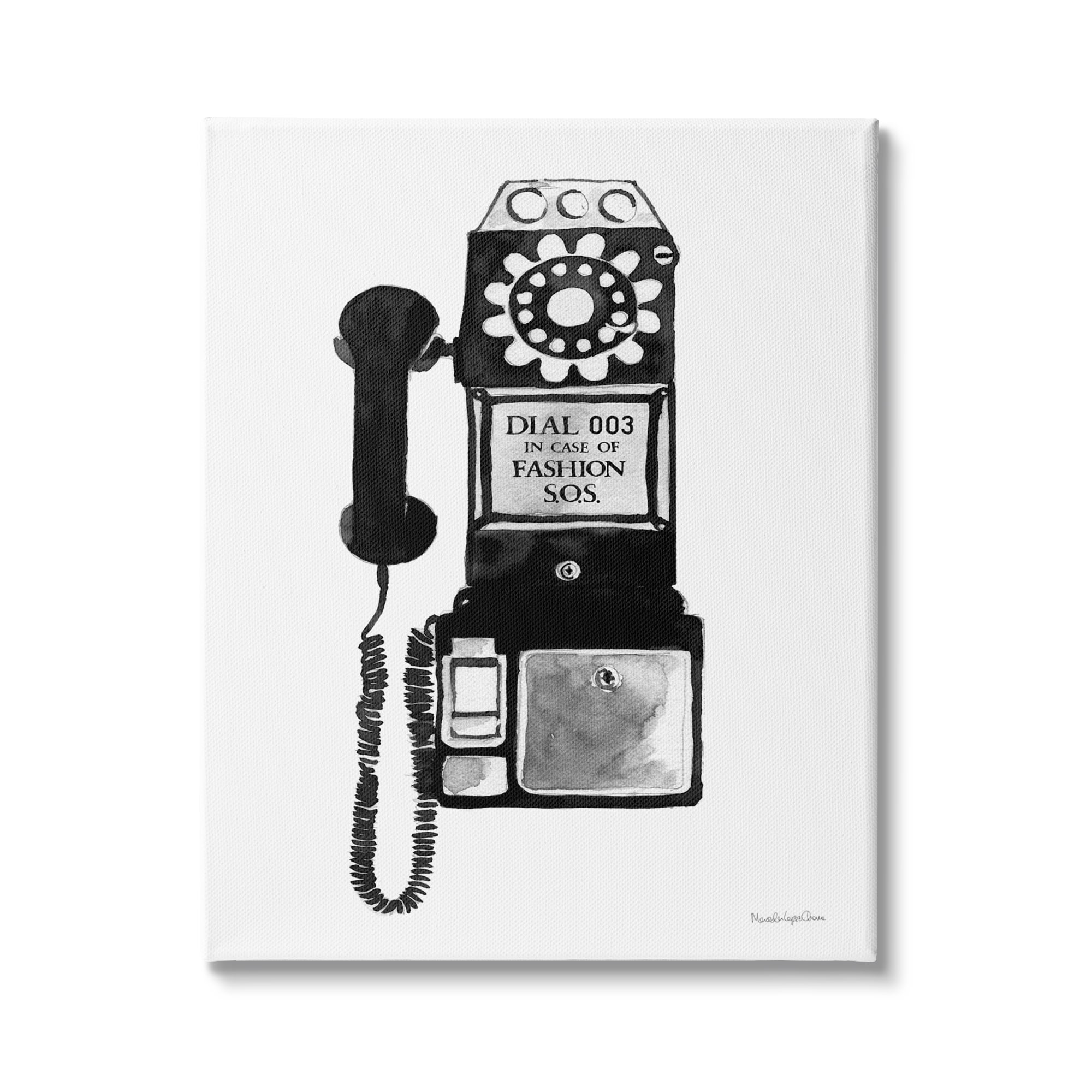 Stupell Industries Dial In Case of Fashion S.O.S. Vintage Telephone, 30 x 40, Design by Mercedes Lopez Charro