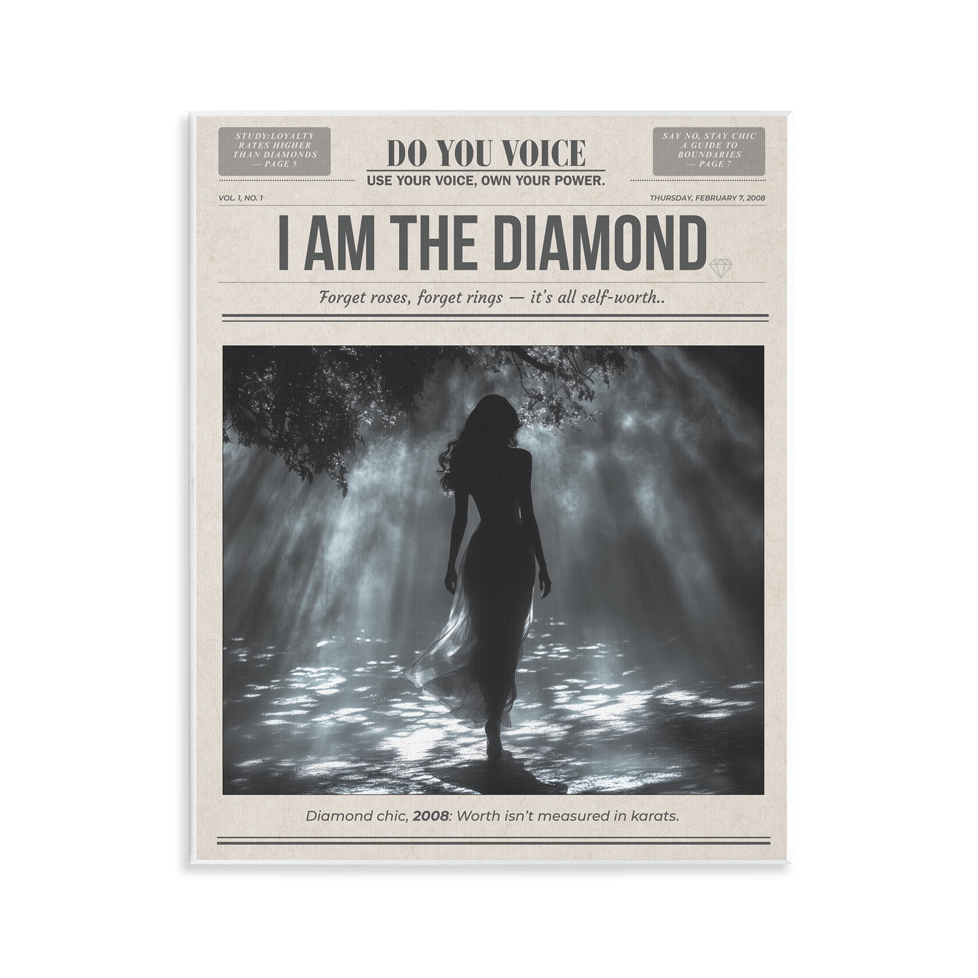 Stupell Industries Diamond Chic Newspaper Wall Plaque Art, design by A Barefoot Stylist