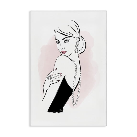 Stupell Industries Contemporary Diamond Jewelry Girl Canvas Art, 16 x 24, by Martina Pavlova