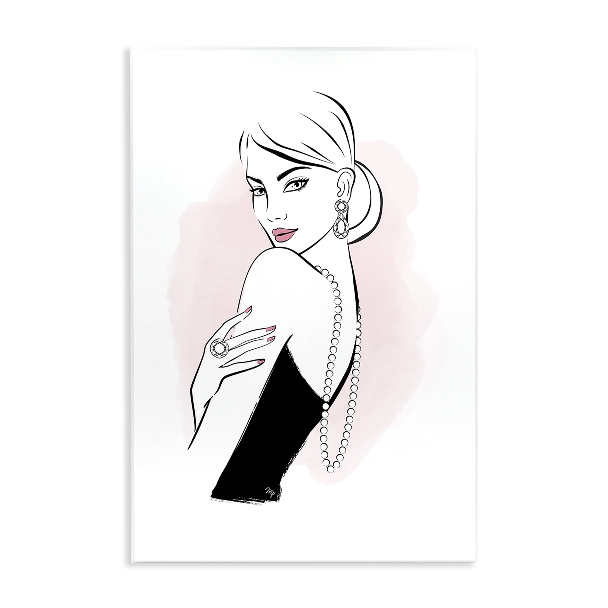Stupell Industries Diamond Jewelry Girl Novelty Painting Unframed Art Print Wall Art, 10 x 15