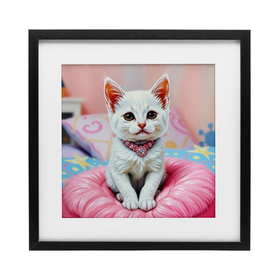 Stupell Industries Diamonds & Cuddles Kitten Black Framed Print Under Glass design by Tabz Jones, 13 x 13