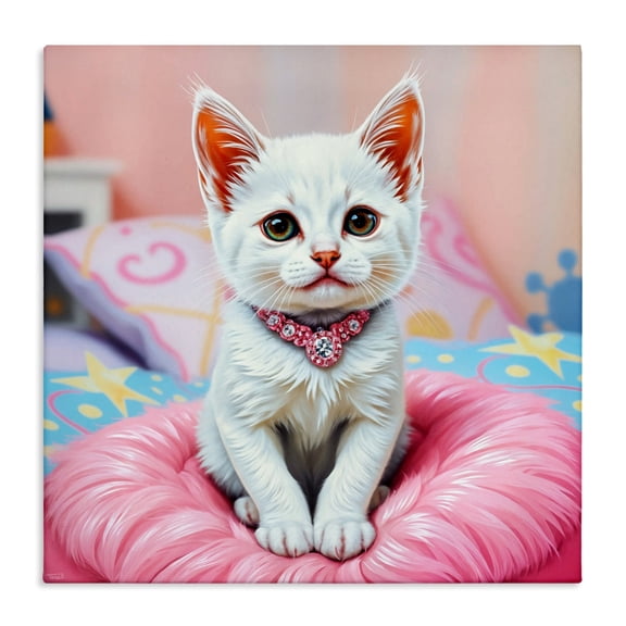 Stupell Industries Diamonds & Cuddles Kitten Canvas Wall Art design by Tabz Jones, 36 x 36