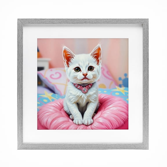 Stupell Industries Diamonds & Cuddles Kitten Gray Framed Print Under Glass design by Tabz Jones, 13 x 13