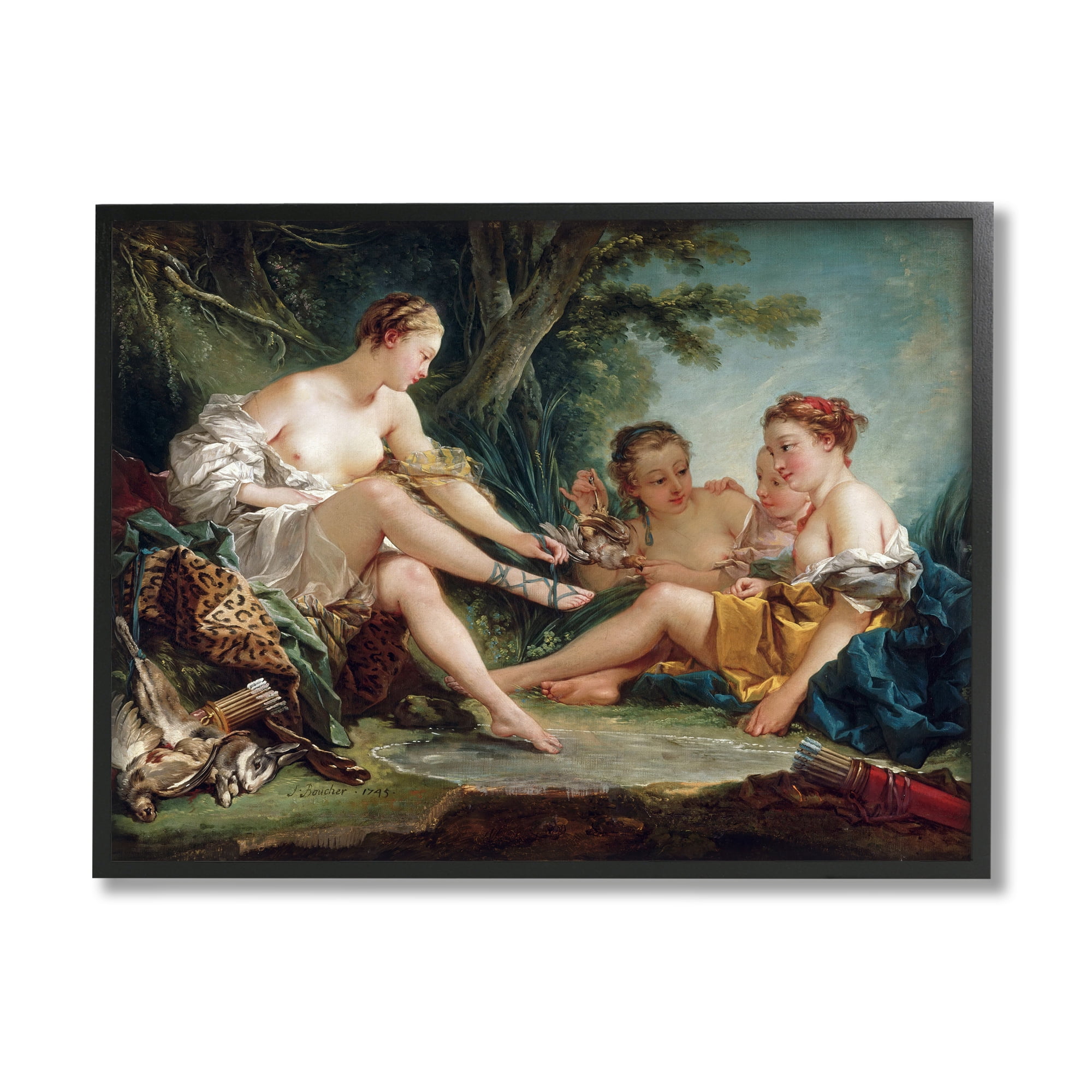 Stupell Industries Diana After the Hunt Francois Boucher Classic Painting Painting Black Framed Art Print Wall Art, Design by one1000paintings