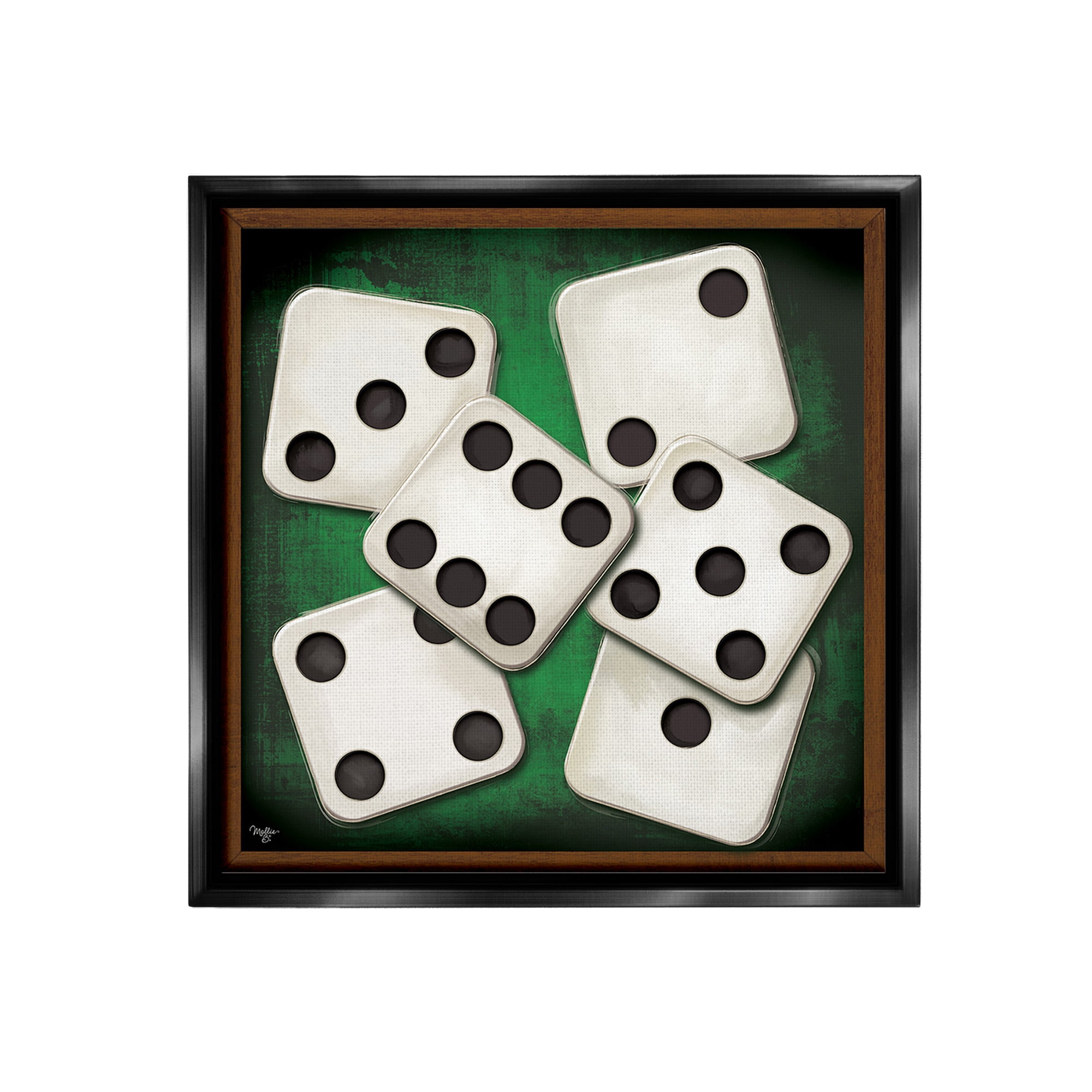 Stupell Industries Dice on Casino Table Sports Painting Black Floater Framed Canvas Art Print Wall Art, 25 x 25