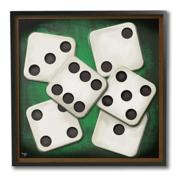 Stupell Industries Dice on Casino Table Sports Painting Black Framed Art Print Wall Art, 12 x 12