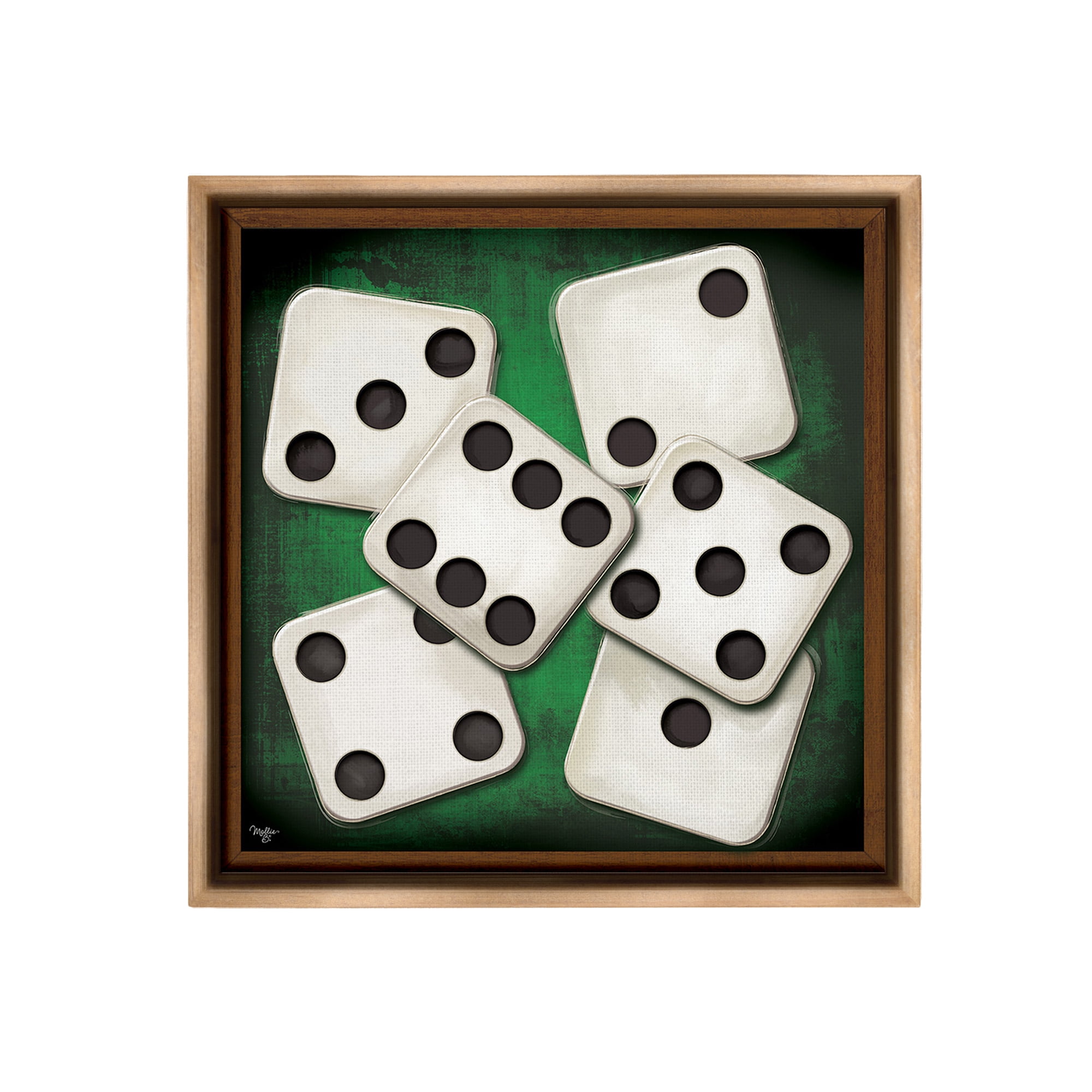 Stupell Industries Dice on Casino Table Sports Painting Brown Floater Framed Canvas Art Print Wall Art, 25 x 25