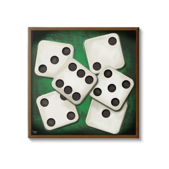 Stupell Industries Dice on Casino Table Sports Painting Gallery Wrapped Canvas Art Print Wall Art, 17 x 17