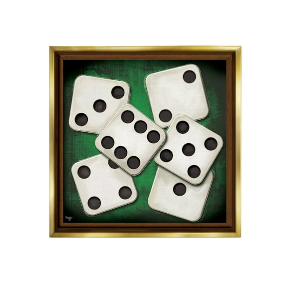 Stupell Industries Dice on Casino Table Sports Painting Gold Floater Framed Canvas Art Print Wall Art, 25 x 25