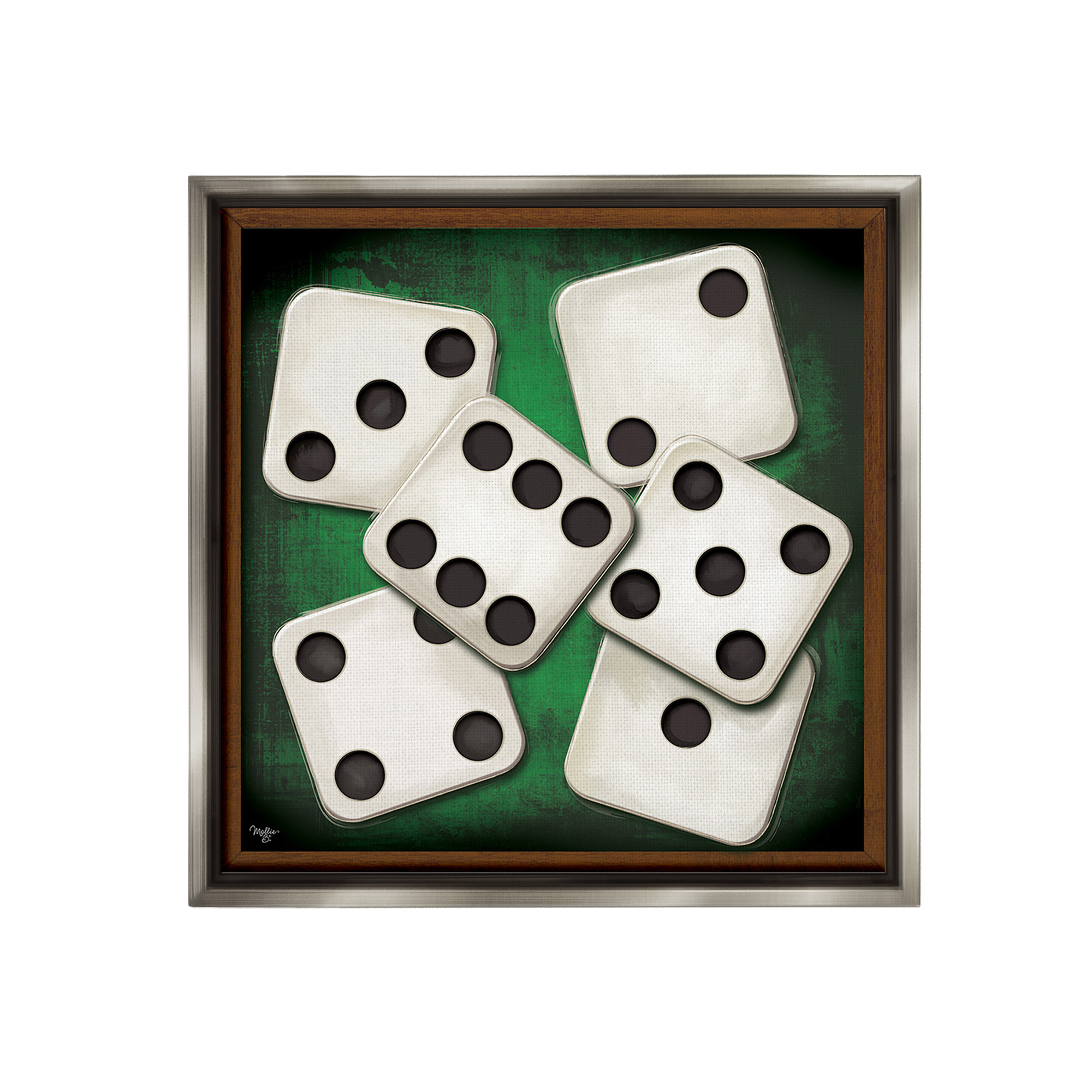 Stupell Industries Dice on Casino Table Sports Painting Gray Floater Framed Canvas Art Print Wall Art, 18 x 18