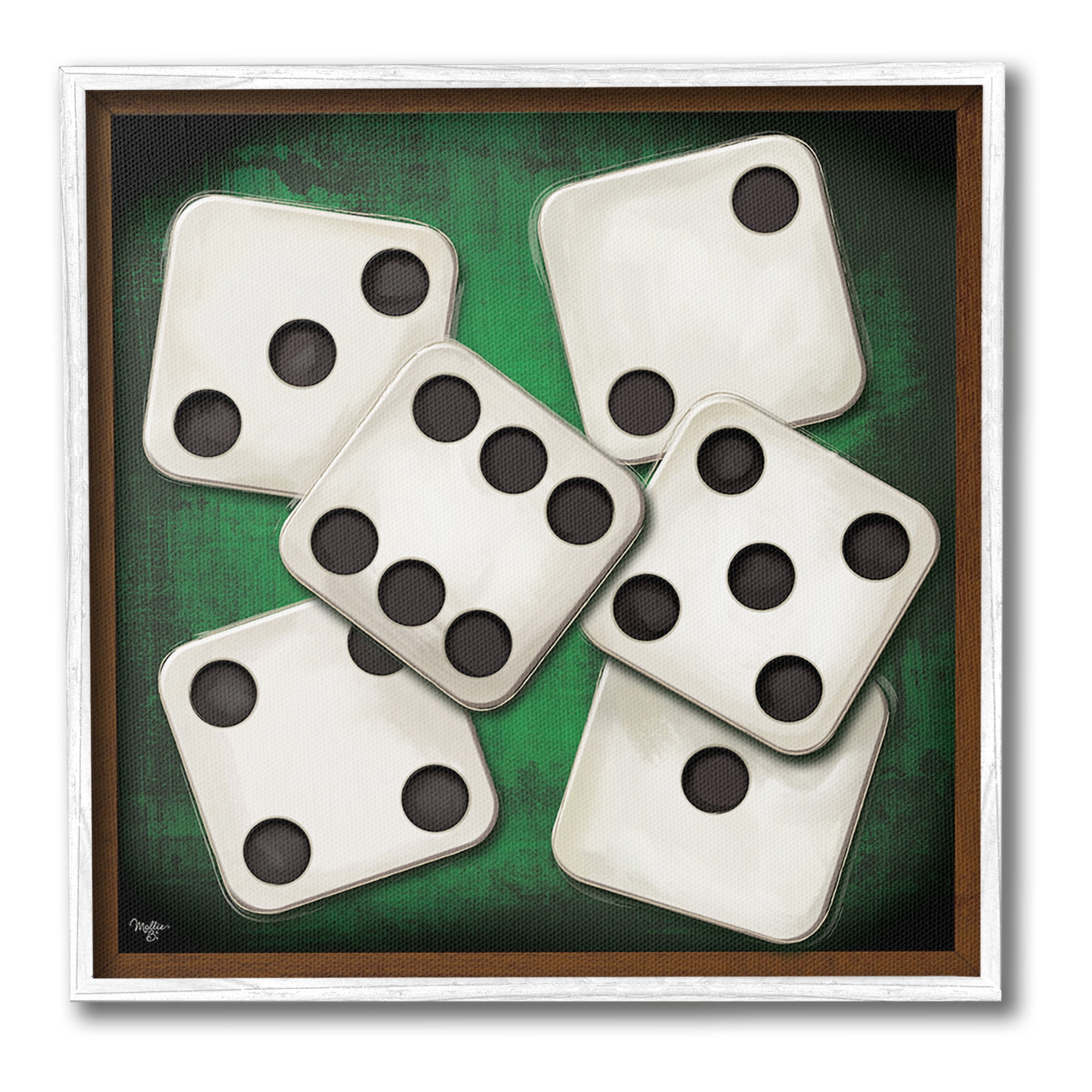Stupell Industries Dice on Casino Table Sports Painting White Framed Art Print Wall Art, 12 x 12