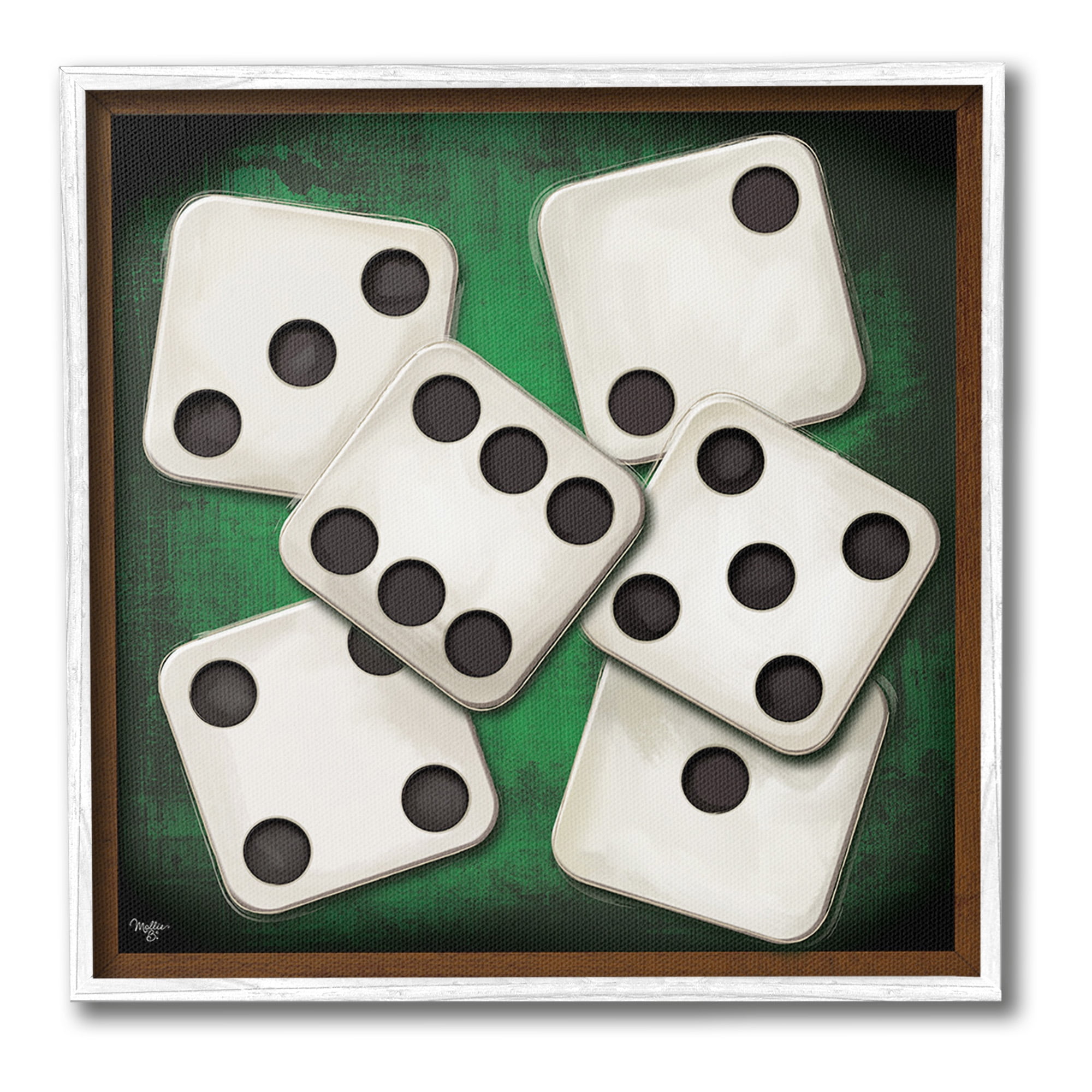 Stupell Industries Dice on Casino Table Sports Painting White Framed Art Print Wall Art, 17 x 17