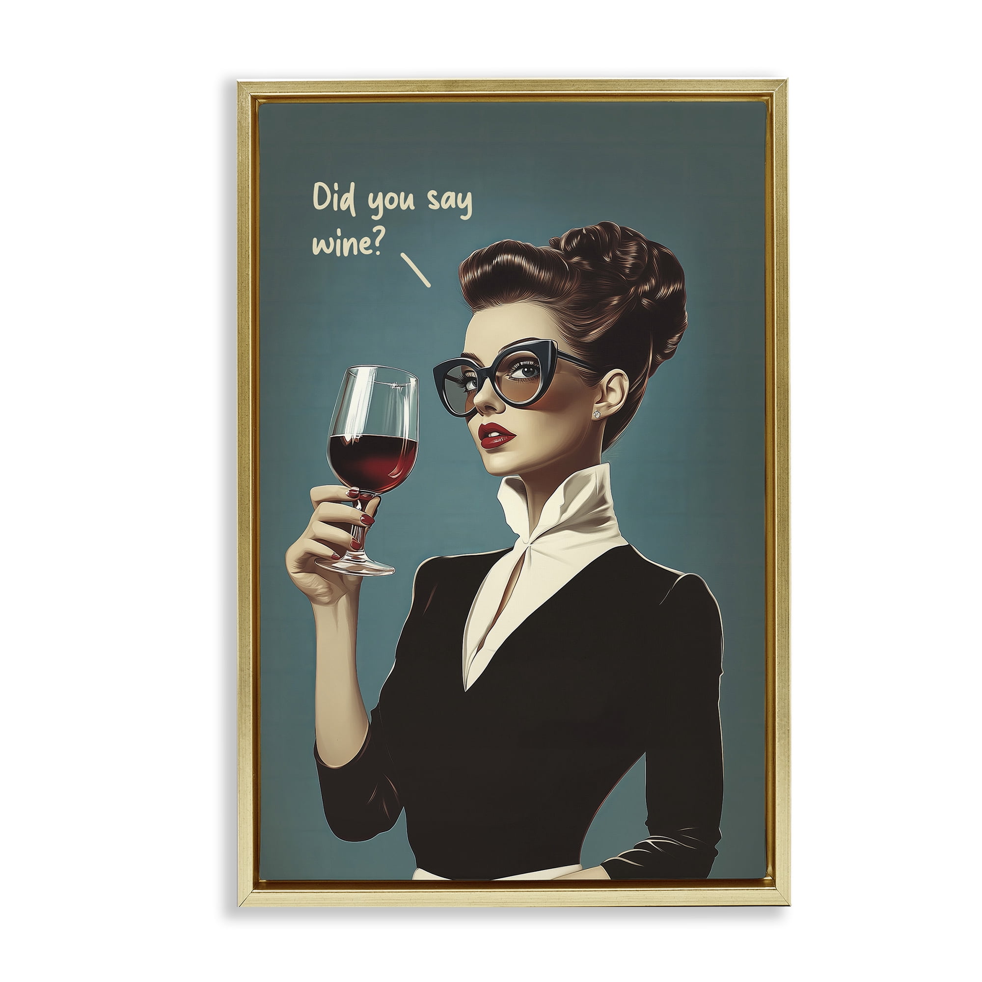 Stupell Industries Did You Say Wine Gold Framed Floater Canvas Wall Art, design by Andreas Magnusson