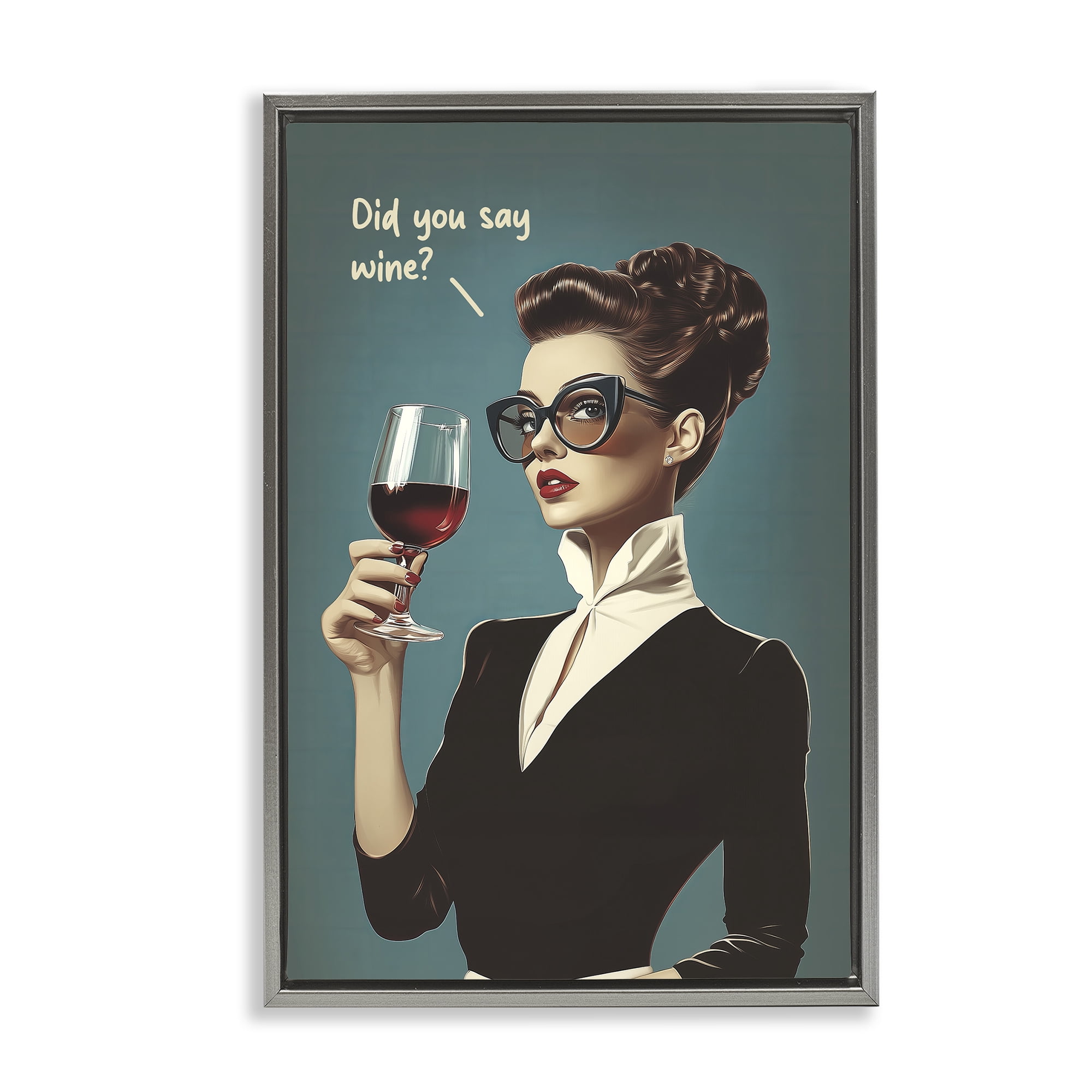 Stupell Industries Did You Say Wine Gray Framed Floater Canvas Wall Art, design by Andreas Magnusson