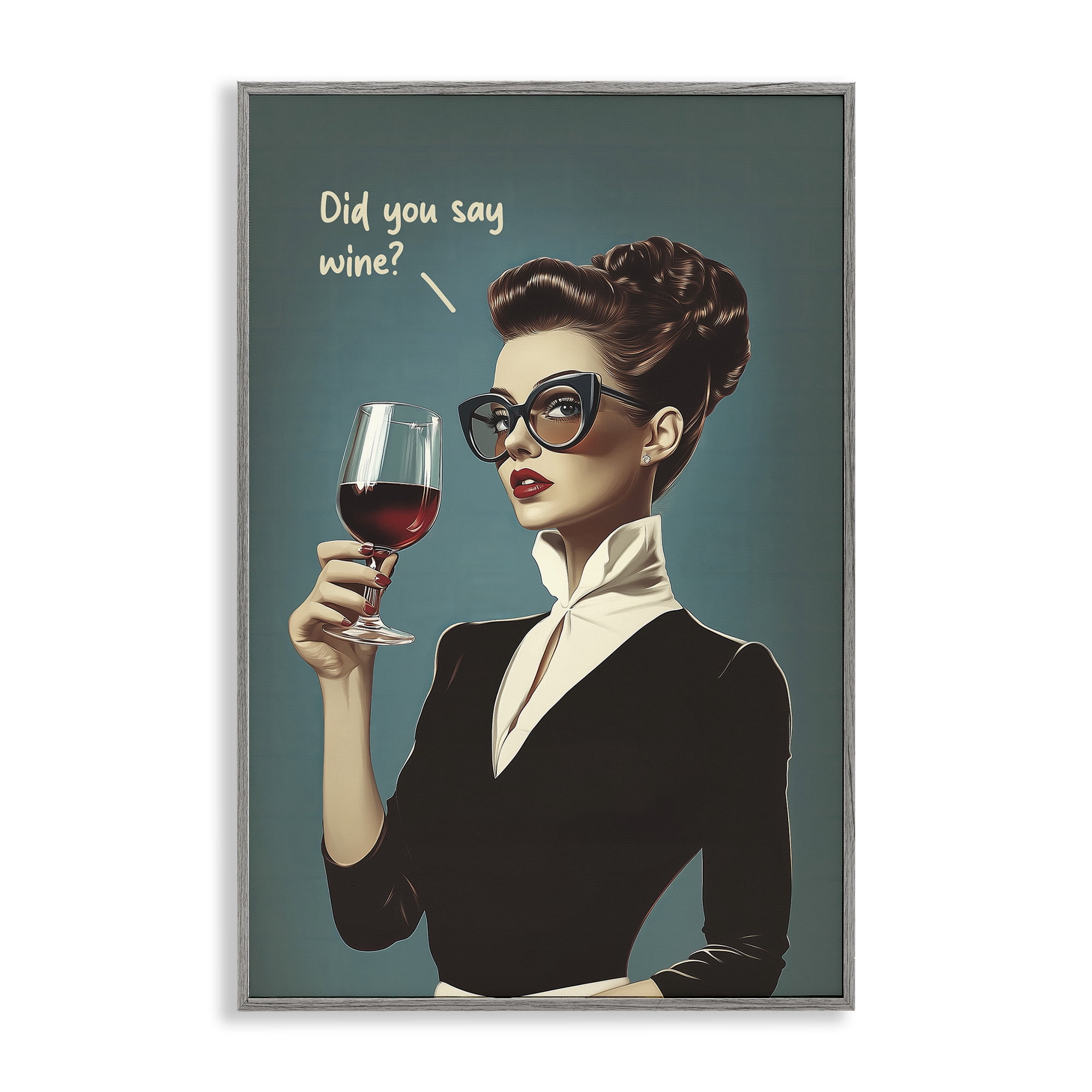 Stupell Industries Did You Say Wine Gray Framed Giclee Art, design by Andreas Magnusson