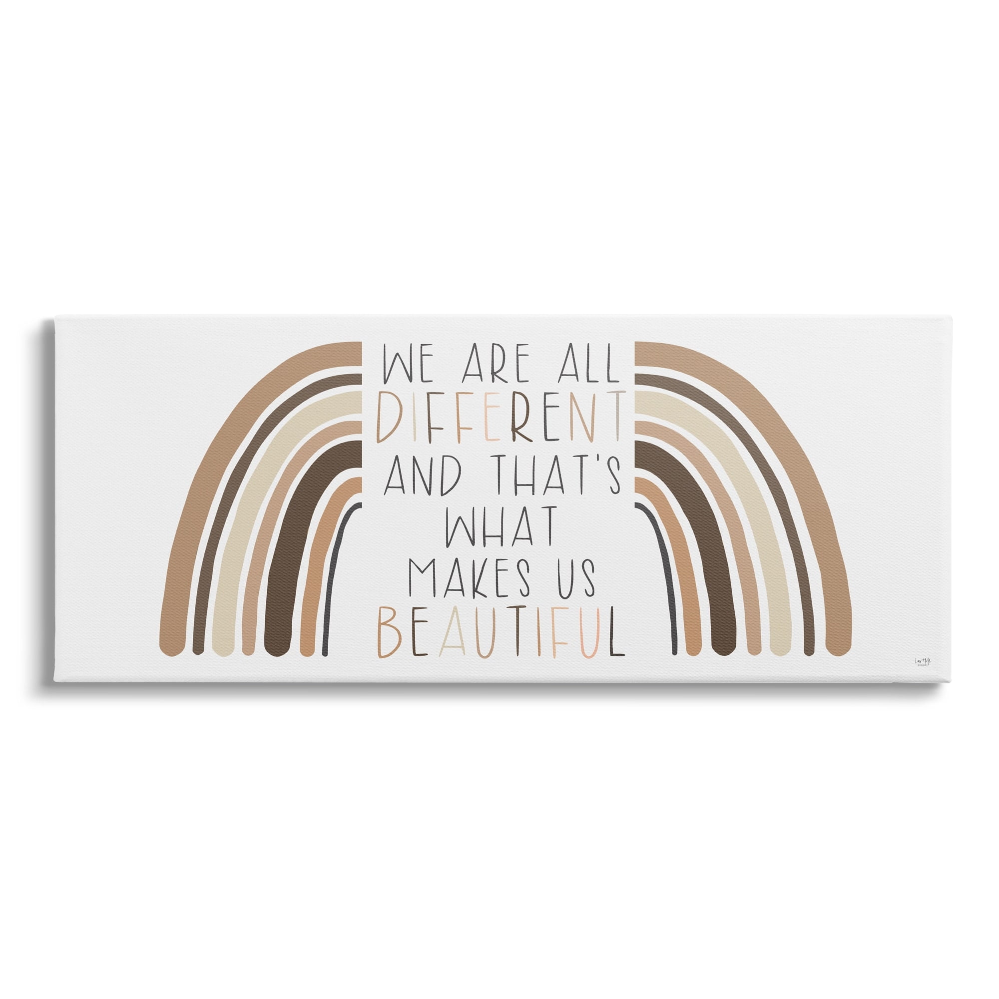 Stupell Industries Different Is Beautiful Motivational Quote Neutral Tone Rainbow Kids Painting Gallery-Wrapped Canvas Print Wall Art, 40 x 17, Design by Lux + Me Designs