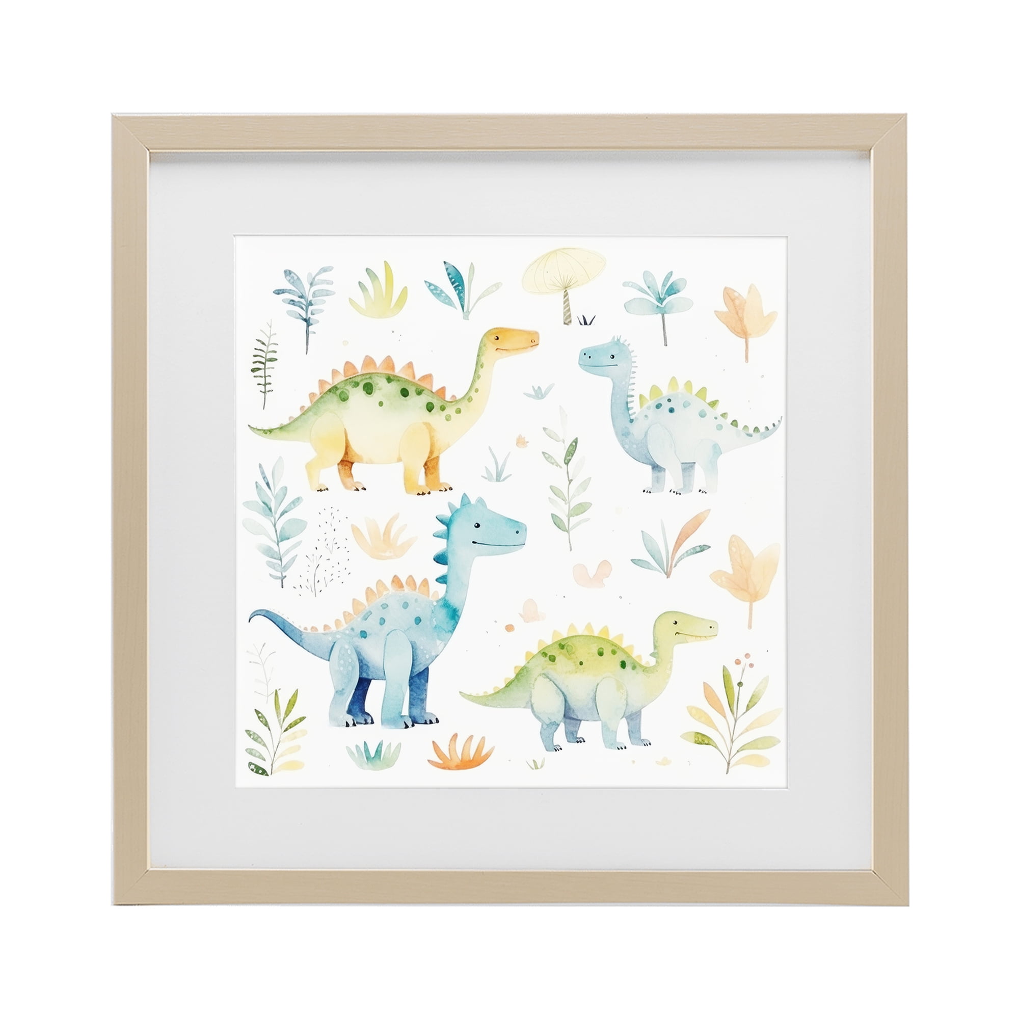 Stupell Industries Different Dinosaur Wonders Birch Framed Print Under Glass, design by Lazar Studio