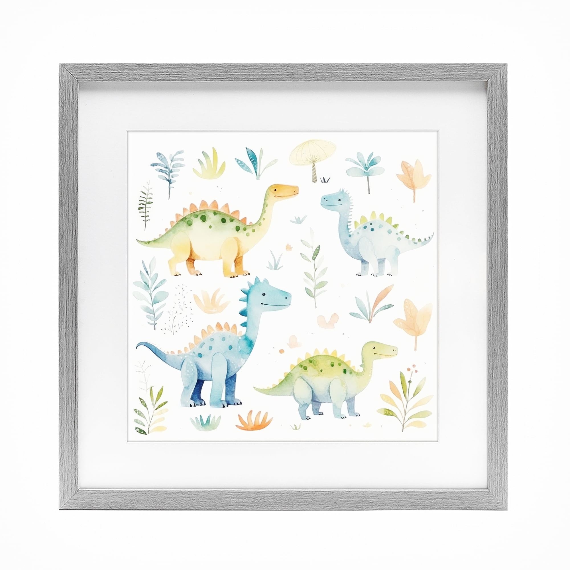 Stupell Industries Different Dinosaur Wonders Gray Framed Print Under Glass, design by Lazar Studio