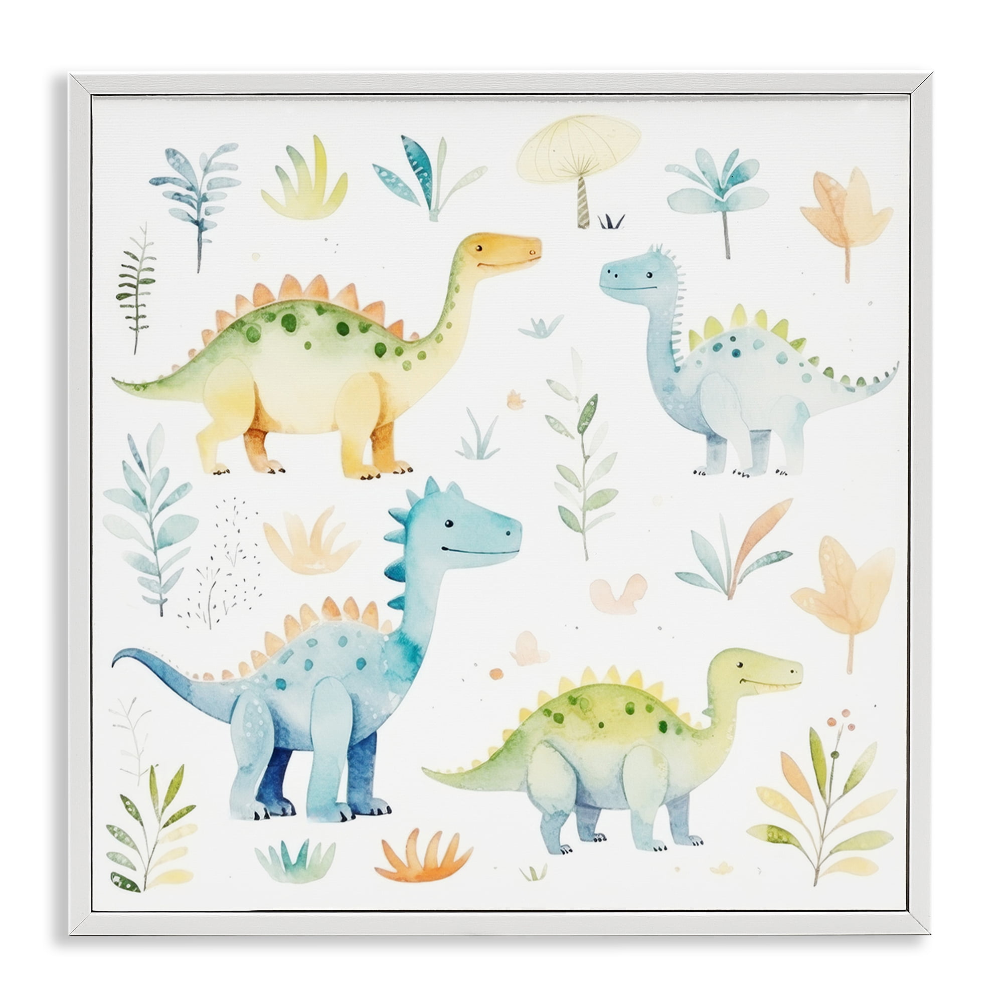 Stupell Industries Different Dinosaur Wonders White Framed Giclee Art, design by Lazar Studio