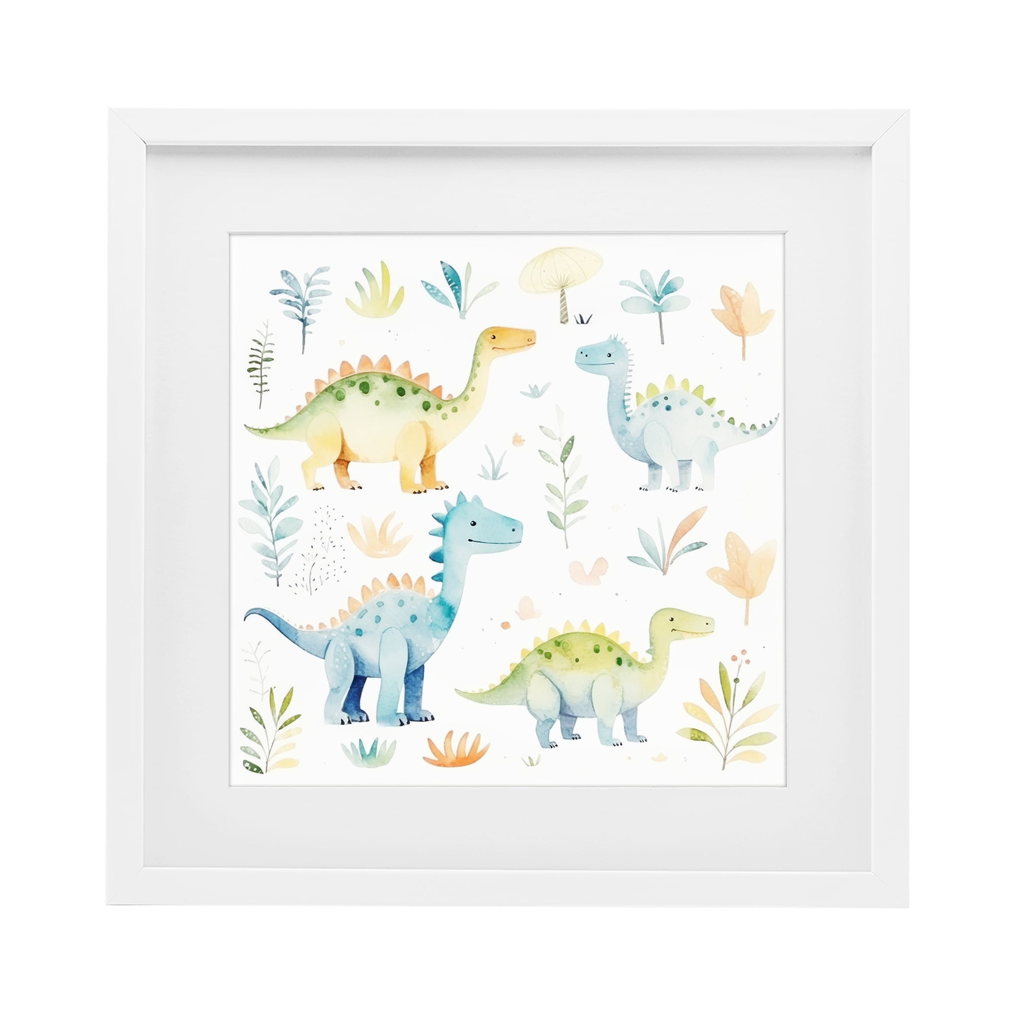Stupell Industries Different Dinosaur Wonders White Framed Print Under Glass, design by Lazar Studio
