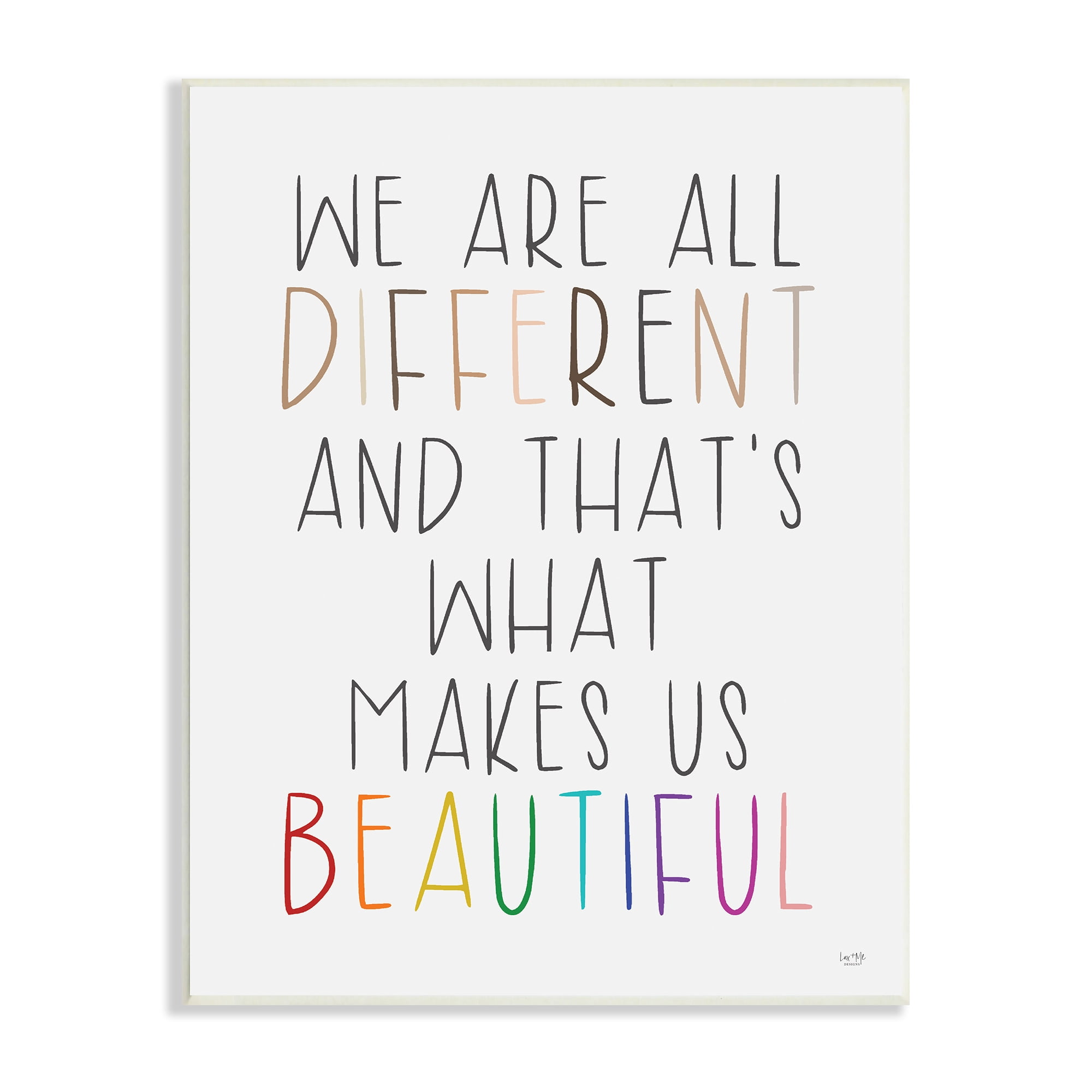 Different Is Beautiful Inspirational Wood Wall Art, 13 x 19