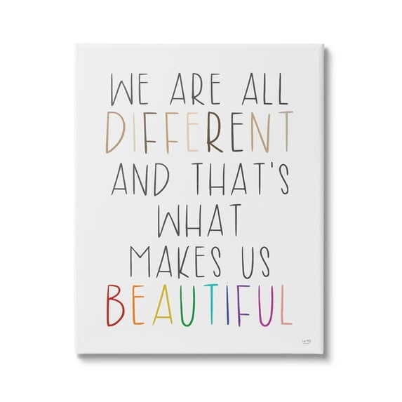 Stupell Industries Different Is Beautiful Inspirational Typography Quote , 36 x 48, Design by Lux + Me Designs