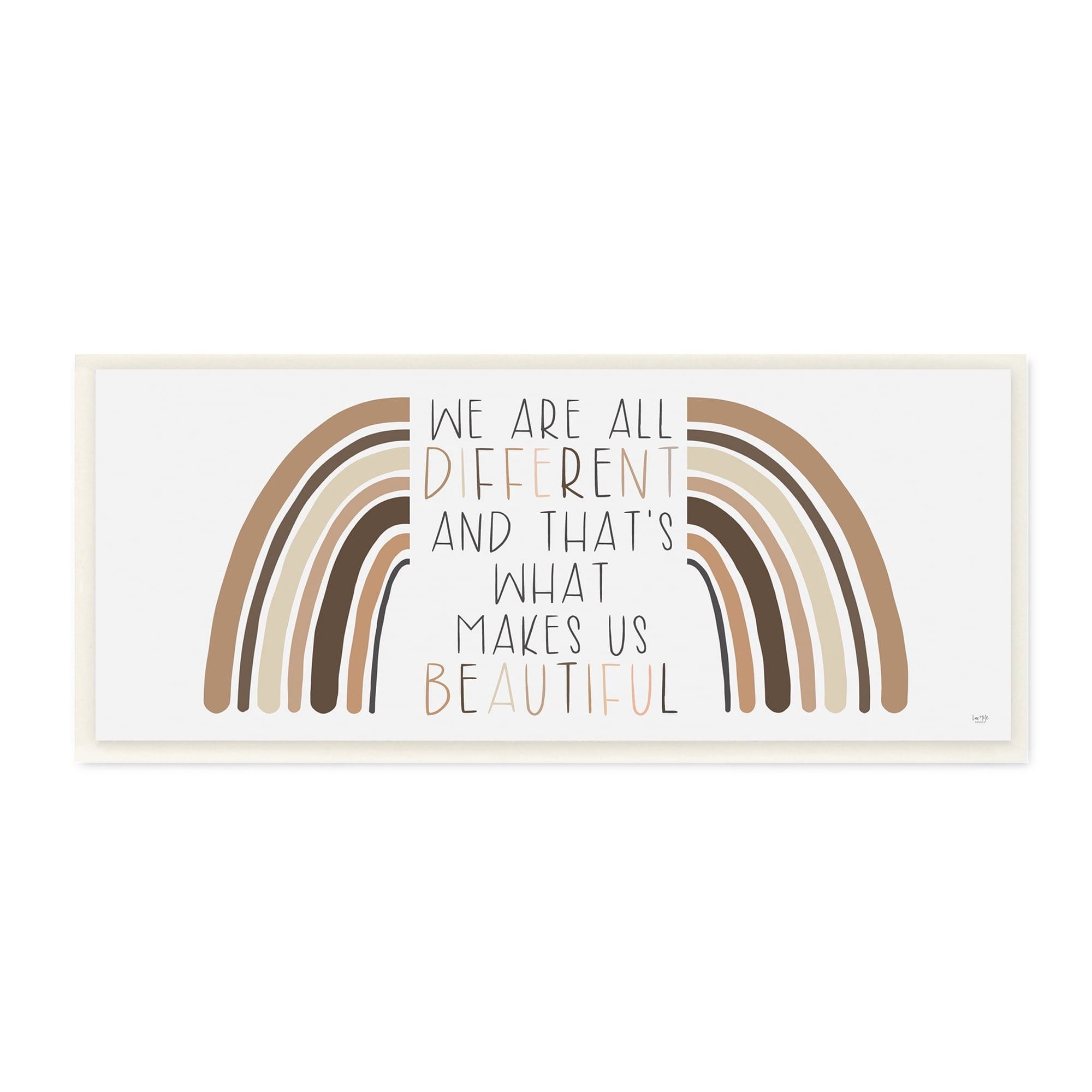 Stupell Industries Different Is Beautiful Motivational Quote Neutral Tone Rainbow, 17 x 7, Design by Lux + Me Designs