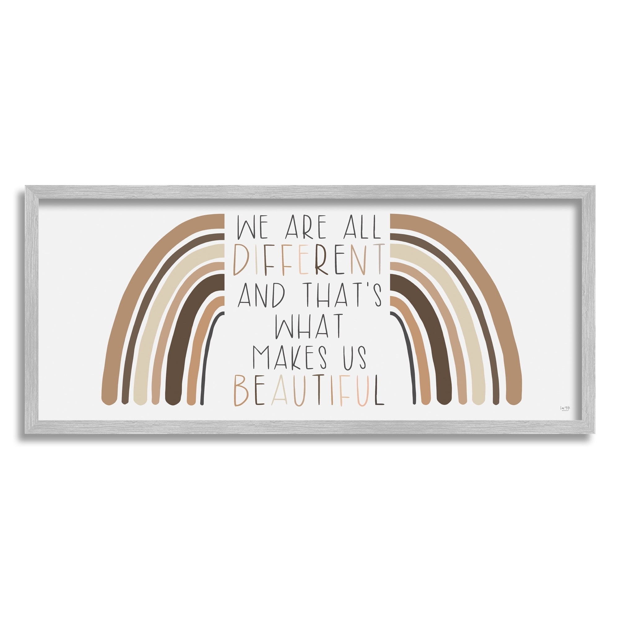 Stupell Industries Different Is Beautiful Motivational Quote Neutral Tone Rainbow, 30 x 13, Design by Lux + Me Designs