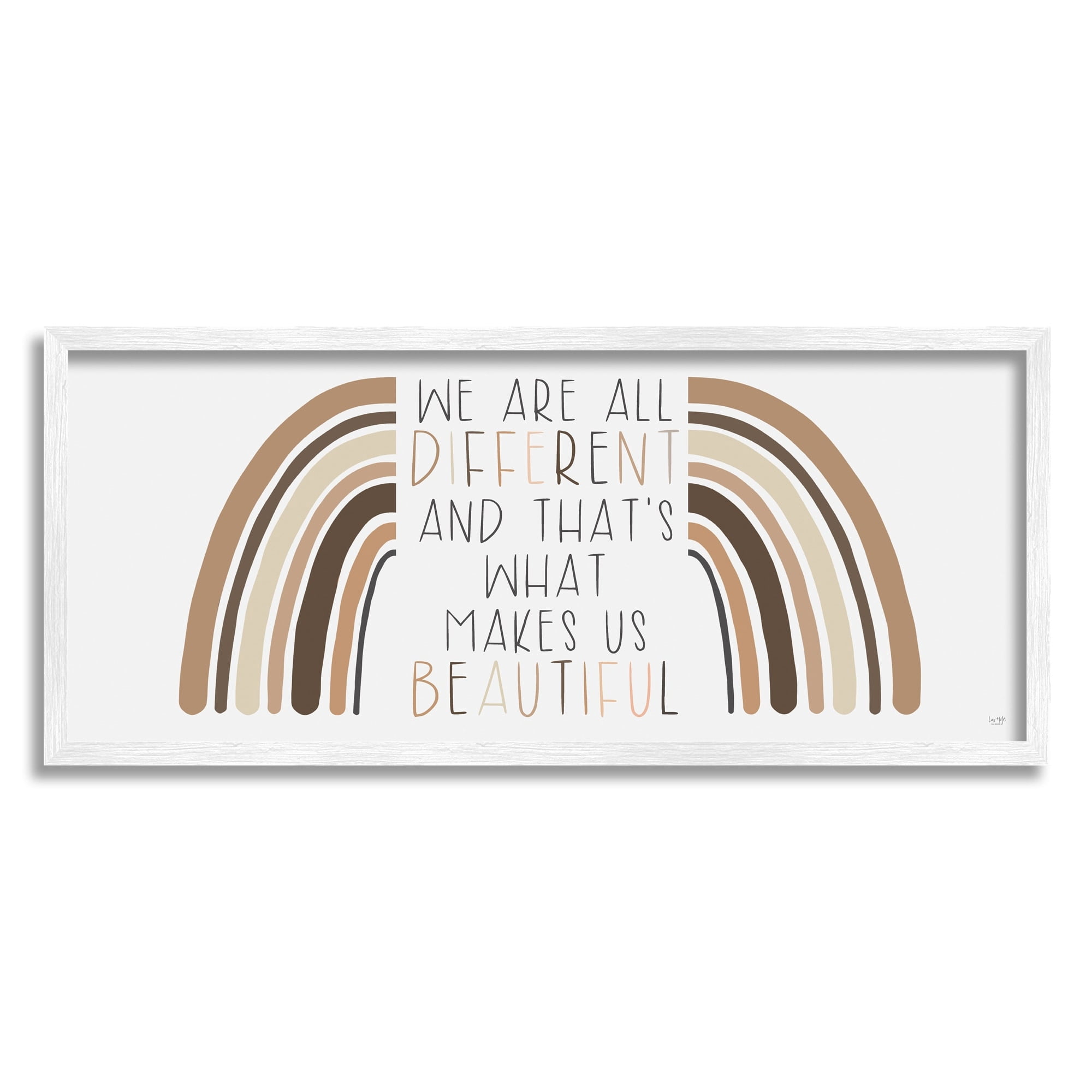 Stupell Industries Different Is Beautiful Motivational Quote Neutral Tone Rainbow, 30 x 13, Design by Lux + Me Designs