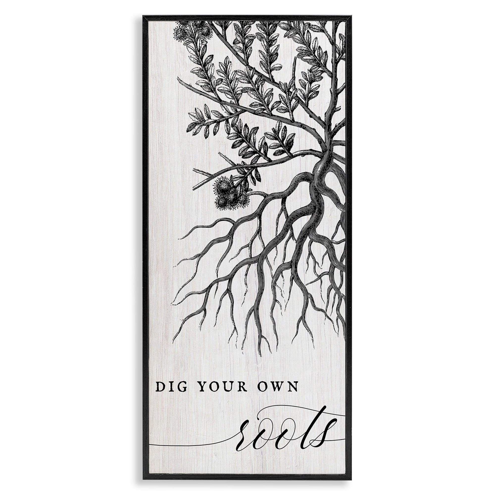Stupell Industries Dig Your Own Roots Empowering Botanical Quote Framed Wall Art, 13 x 30, Design by Daphne Polselli