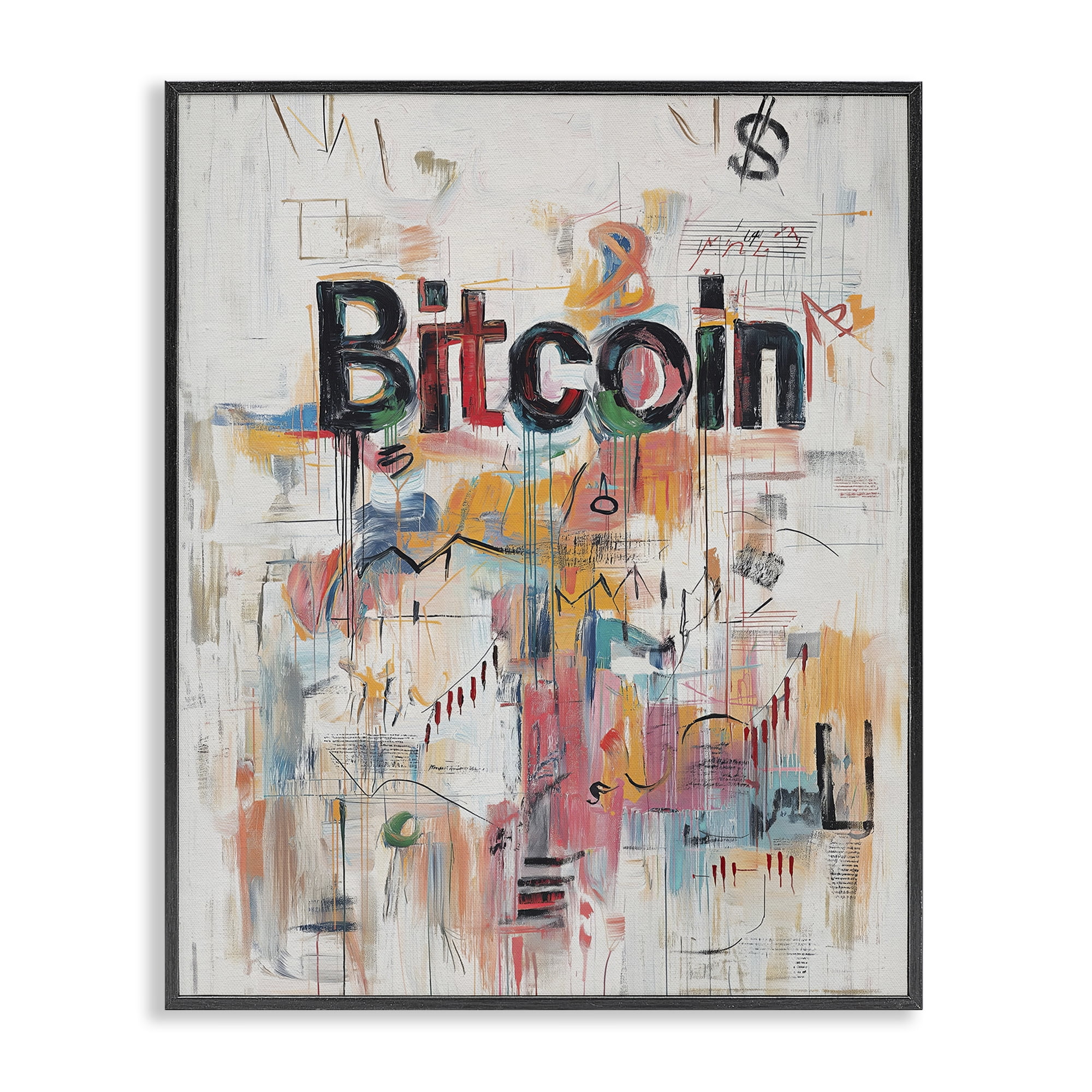 Stupell Industries Digital Currency Abstract Collage Black Framed Giclee Art, design by Svetlana Aleynikova