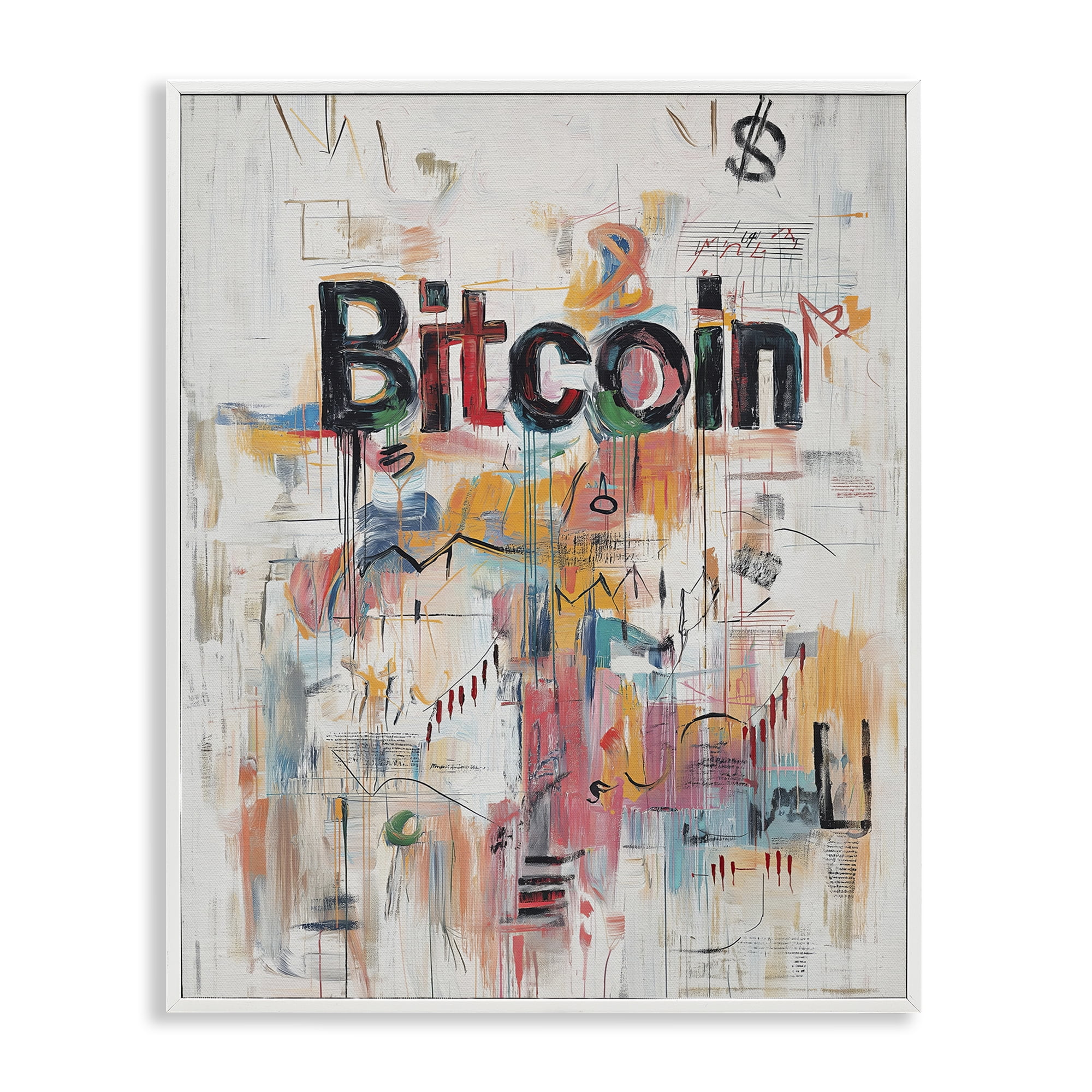 Stupell Industries Digital Currency Abstract Collage White Framed Giclee Art, design by Svetlana Aleynikova