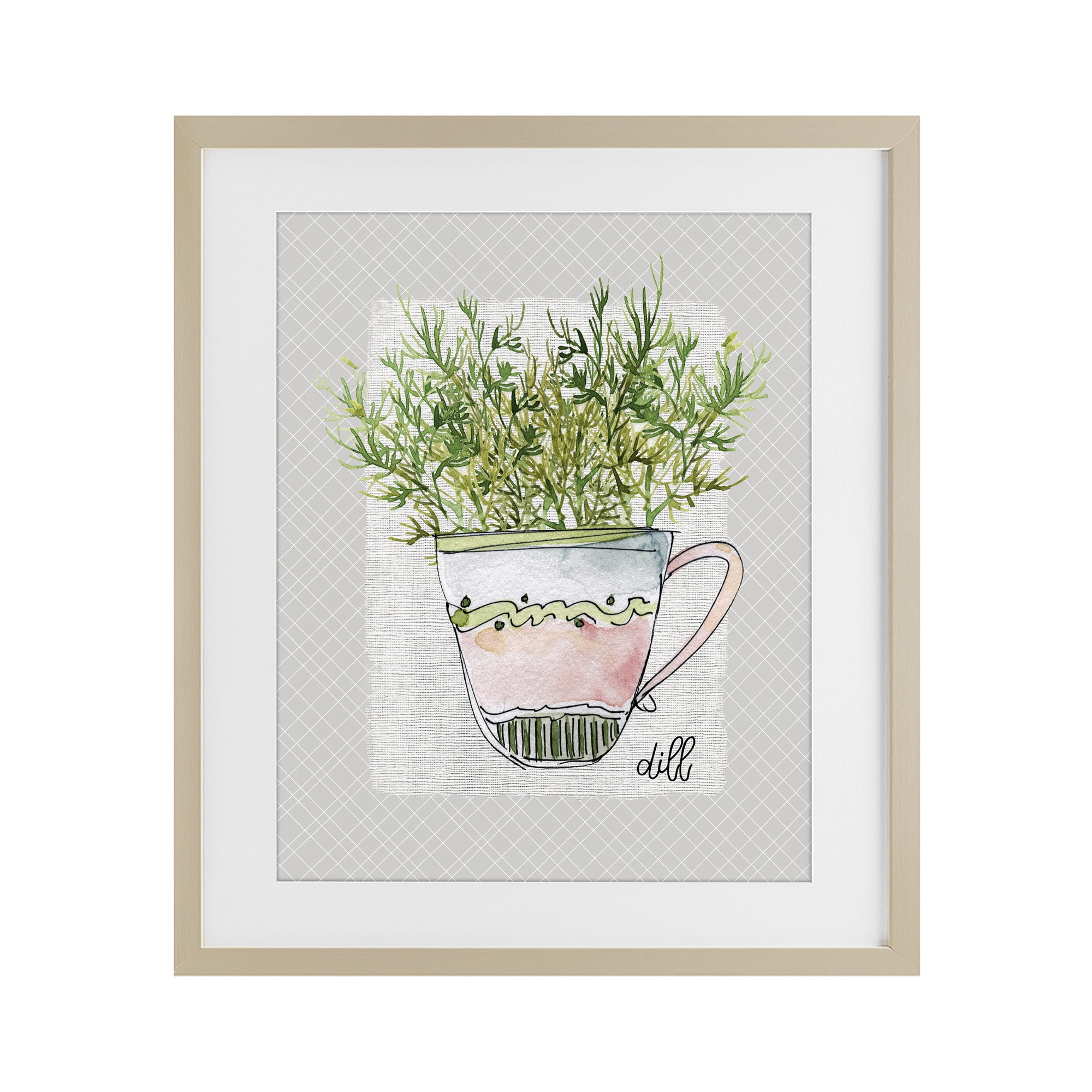 Stupell Industries Dill Herb Mug Birch Framed Print Under Glass, design by Livi Finn
