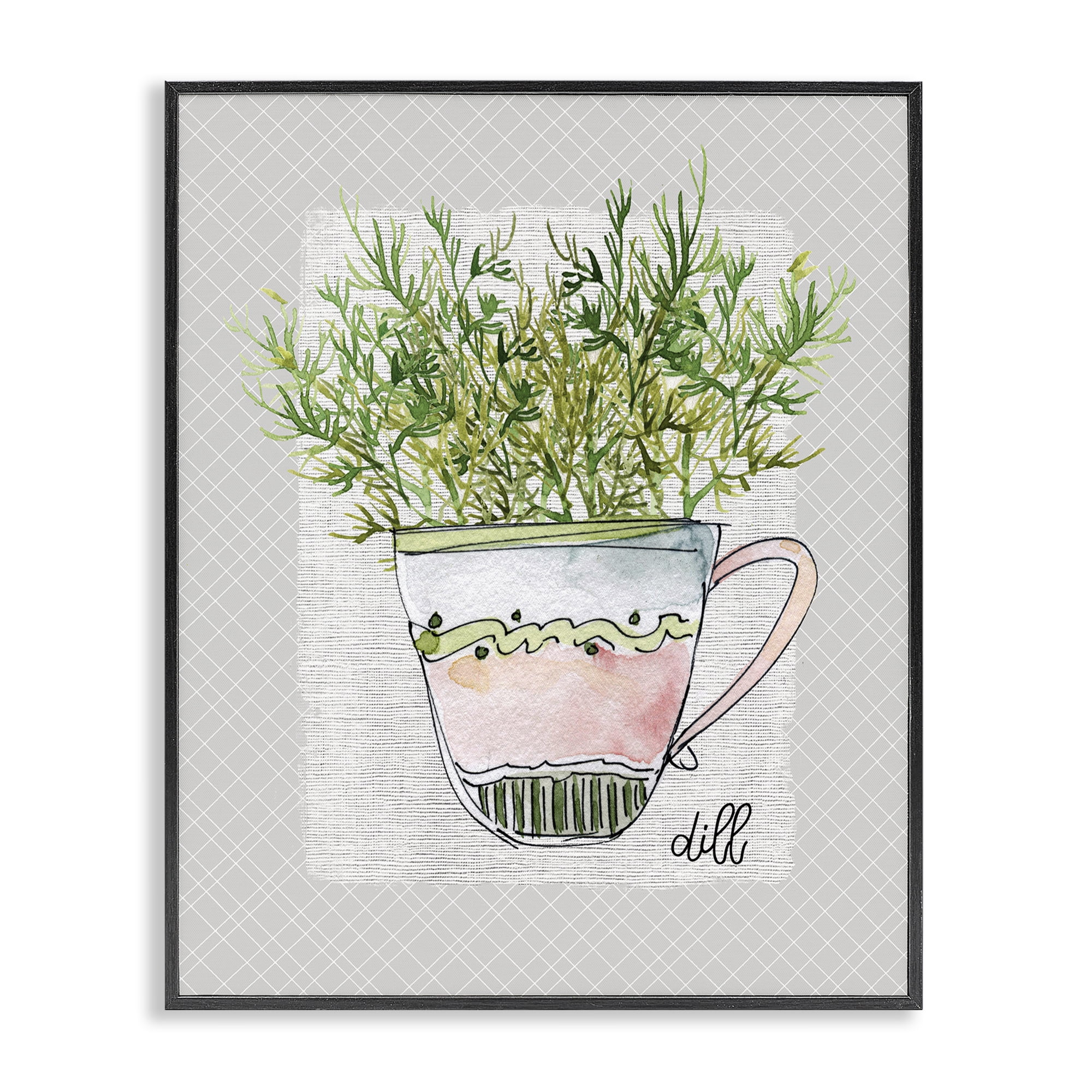 Stupell Industries Dill Herb Mug Black Framed Giclee Art, design by Livi Finn