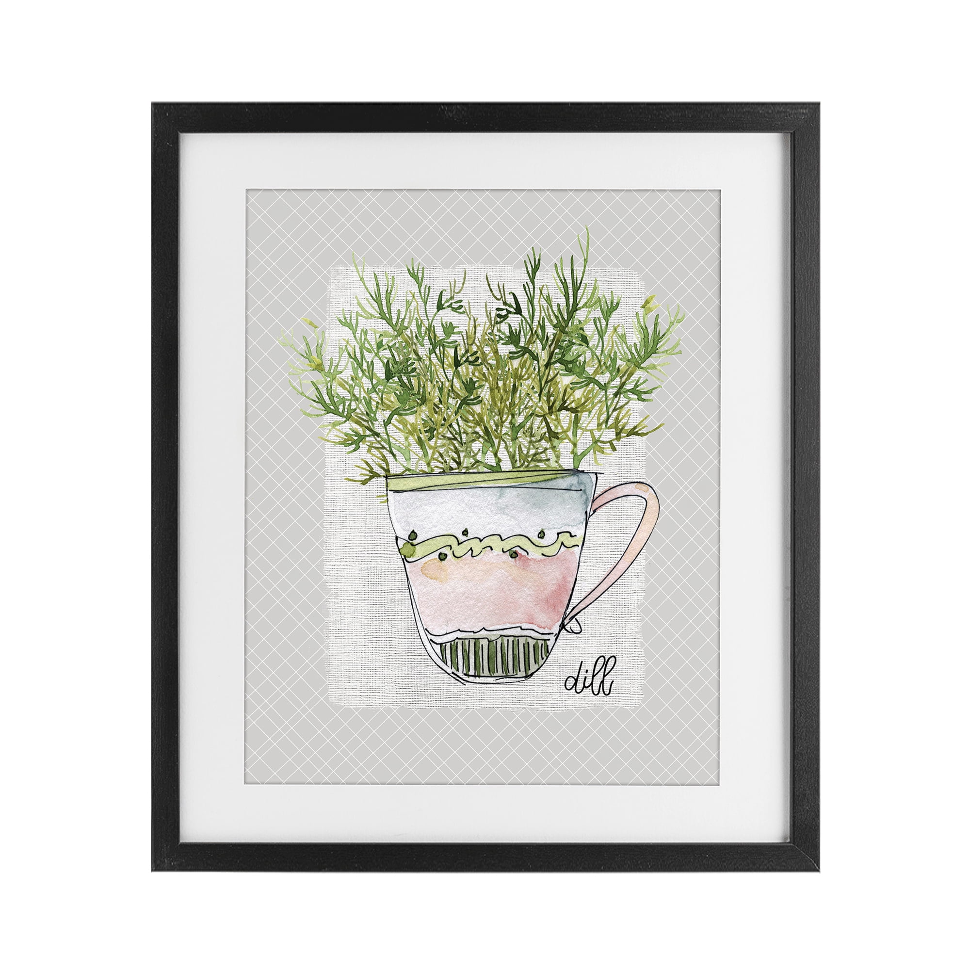 Stupell Industries Dill Herb Mug Black Framed Print Under Glass, design by Livi Finn