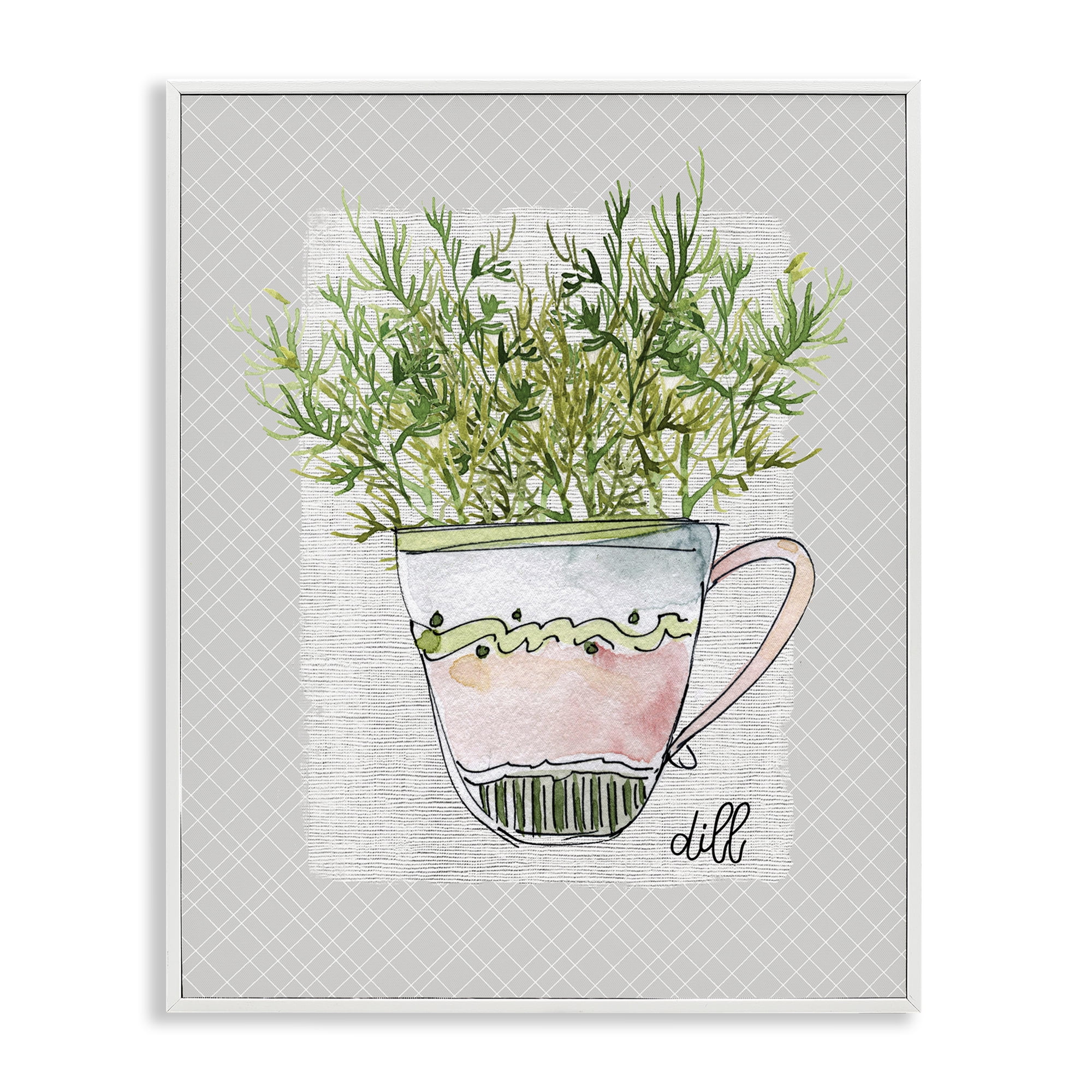 Stupell Industries Dill Herb Mug White Framed Giclee Art, design by Livi Finn