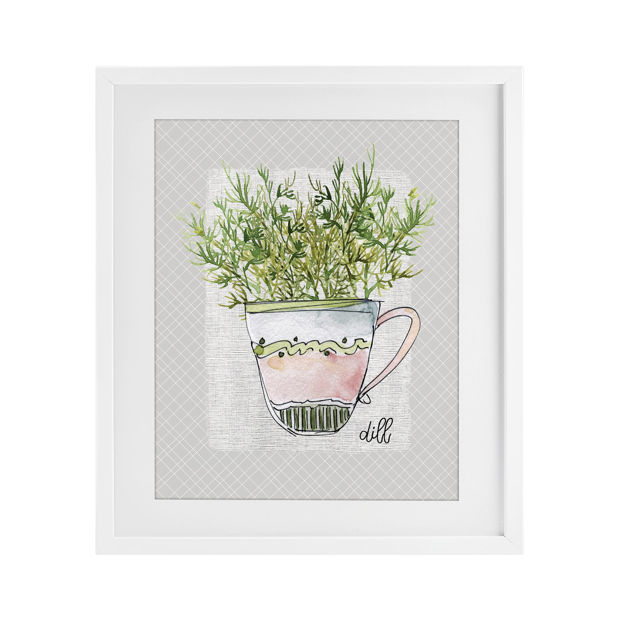 Stupell Industries Dill Herb Mug White Framed Print Under Glass, design by Livi Finn