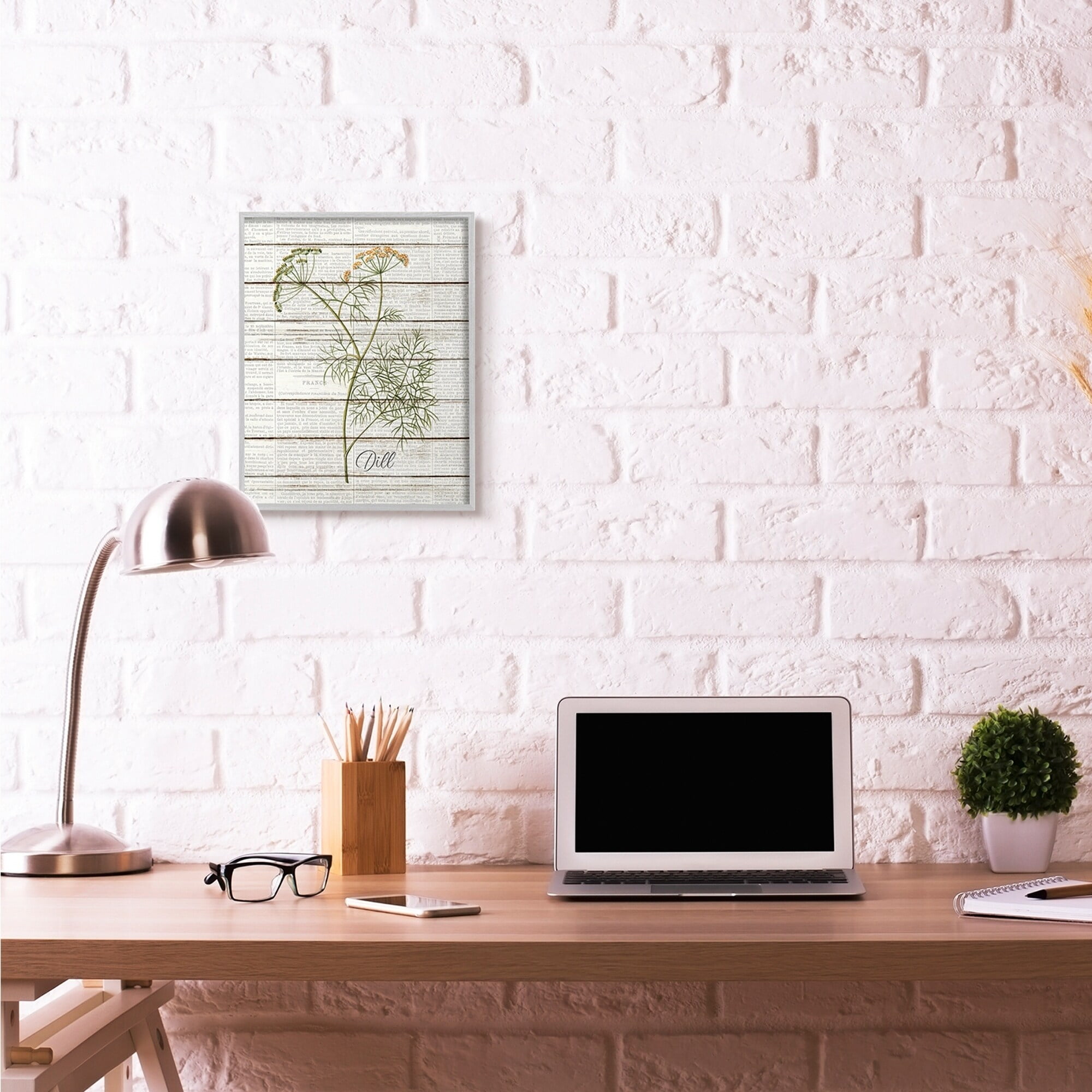 Gray Framed Vintage Herb Print on Canvas, 16 x 20