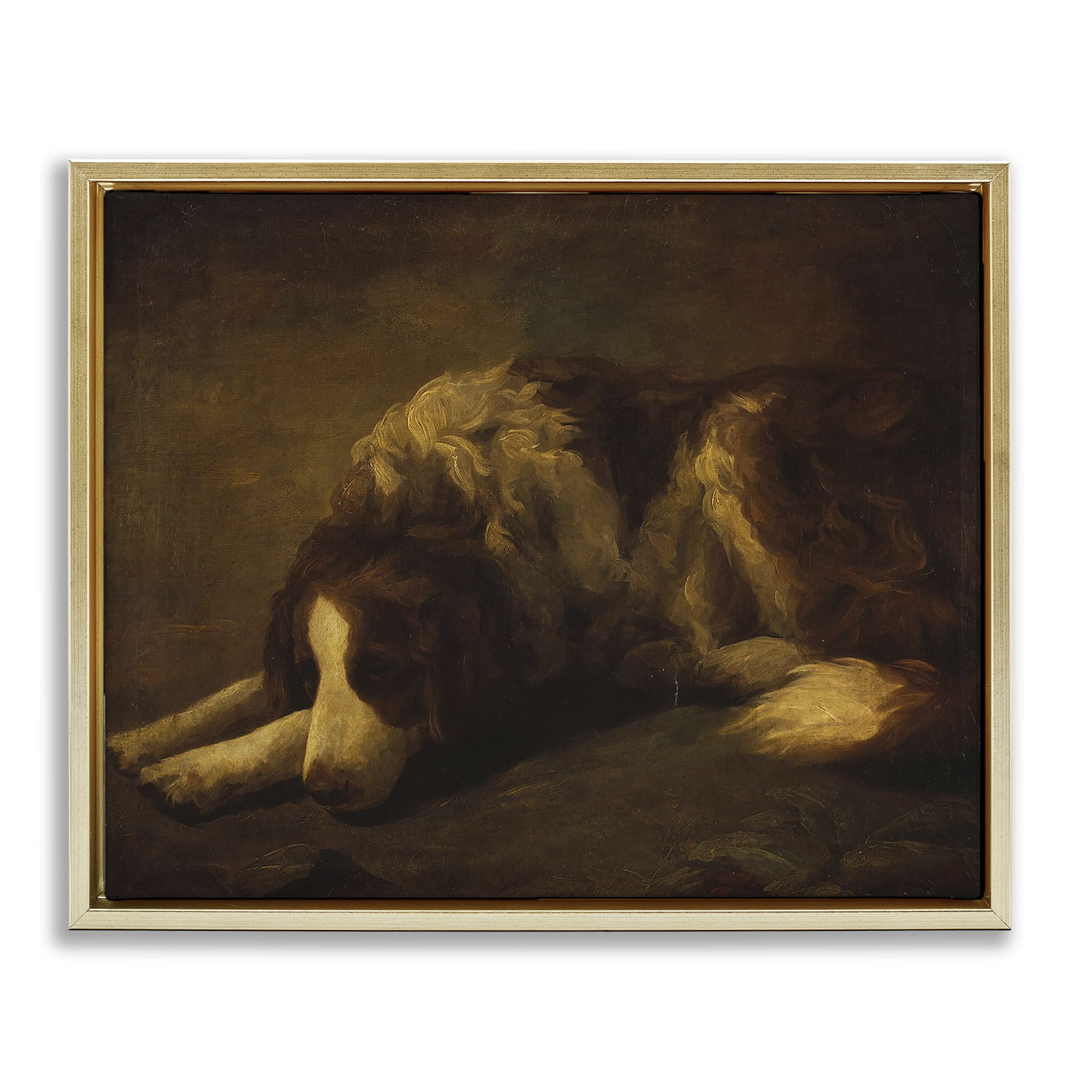 Stupell Industries Dim Lighted Classic Dog Gold Framed Floater Canvas Wall Art, design by Lil' Rue