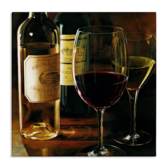 Stupell Industries Dimly Lit Wine Still Life Food & Beverage Painting Wrapped Canvas Canvas Art Print Wall Art, 36 x 36