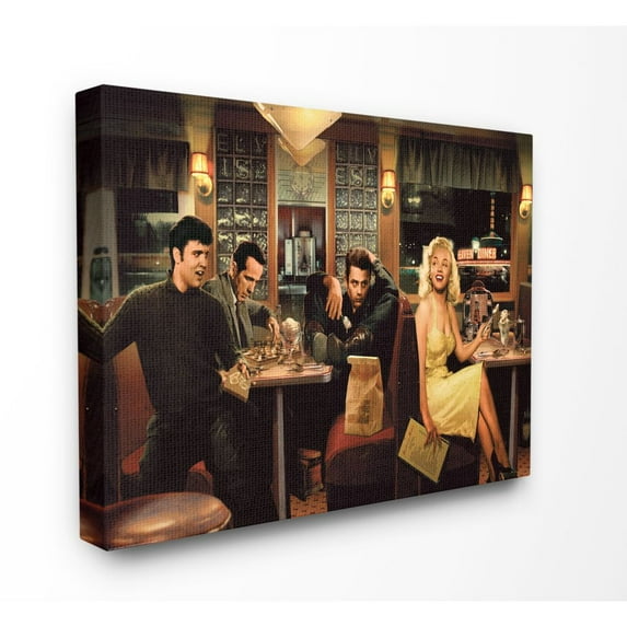 Stupell Industries Diner Dinner Vintage Hollywood Movie Star Classic Illustration Canvas Wall Art by Jadei Graphics