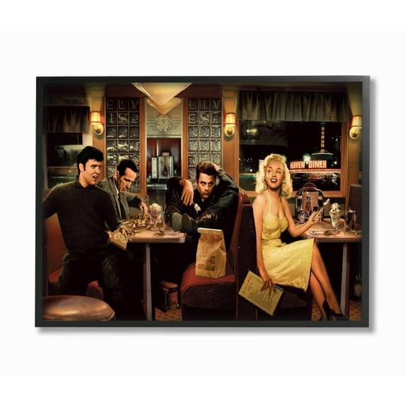 Stupell Industries Diner Dinner Vintage Hollywood Movie Star Classic Illustration Framed Wall Art by Jadei Graphics