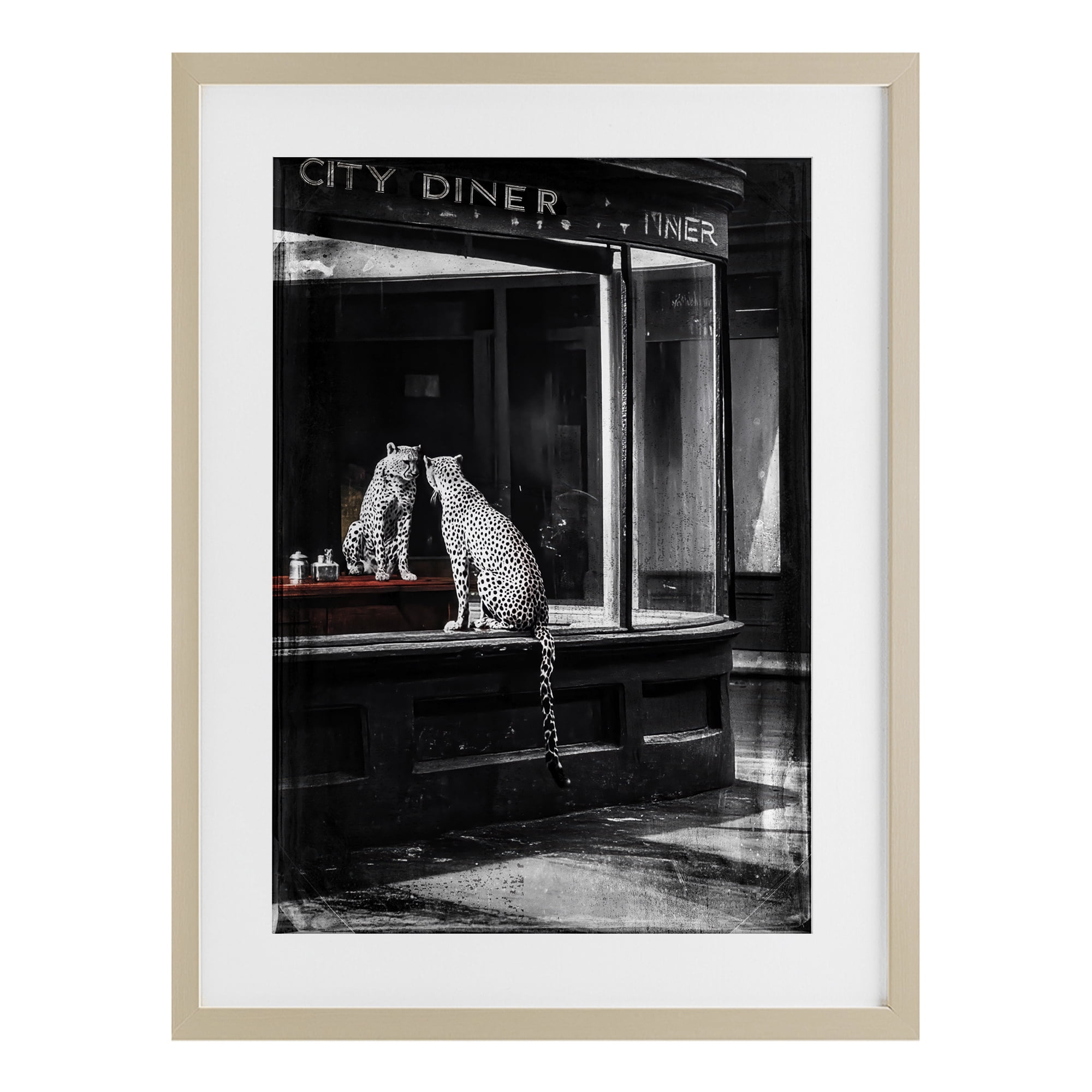Stupell Industries Diner Noir Leopard Reflection Birch Framed Print Under Glass, design by Annabelle Hall