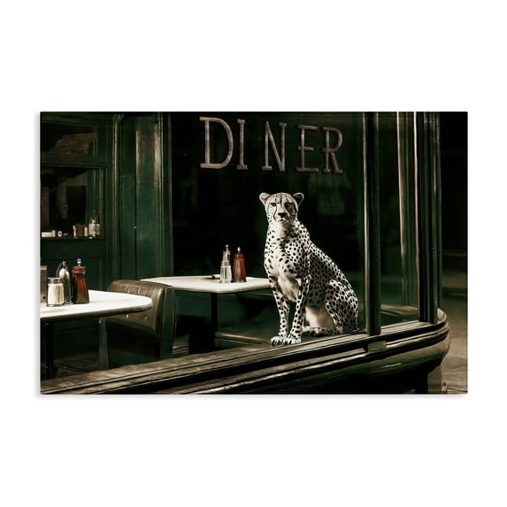 Stupell Industries Mid-Century Diner Sentry Leopard Canvas Art, 24 x 16, by Annabelle Hall