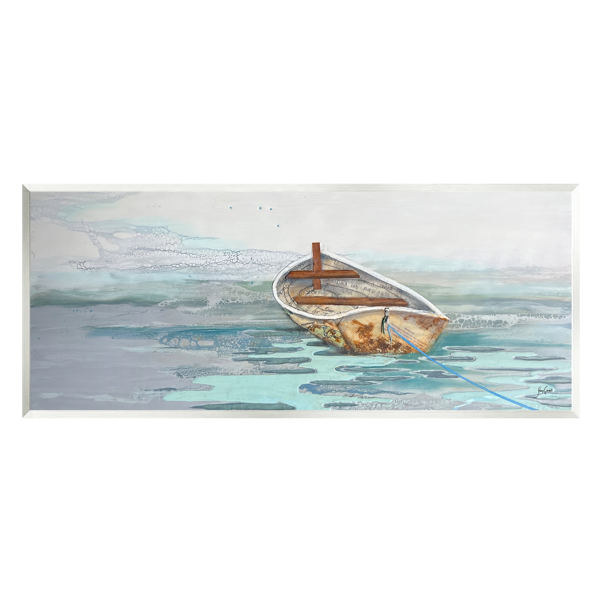 Stupell Industries Dinghy Boat Painting Transportation Painting Unframed Art Print Wall Art, 17 x 7