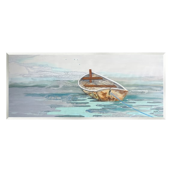 Stupell Industries Dinghy Boat Painting Transportation Painting Unframed Art Print Wall Art, 17 x 7