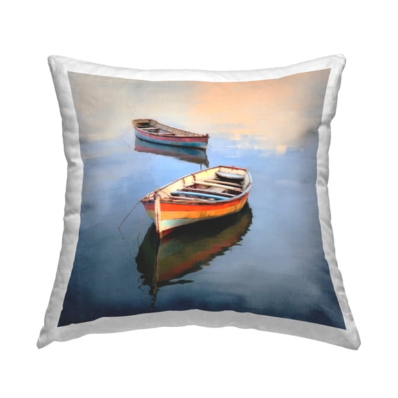 Stupell Industries Dinghy Boats Scenery Decorative Printed Throw Pillow, 18 x 18