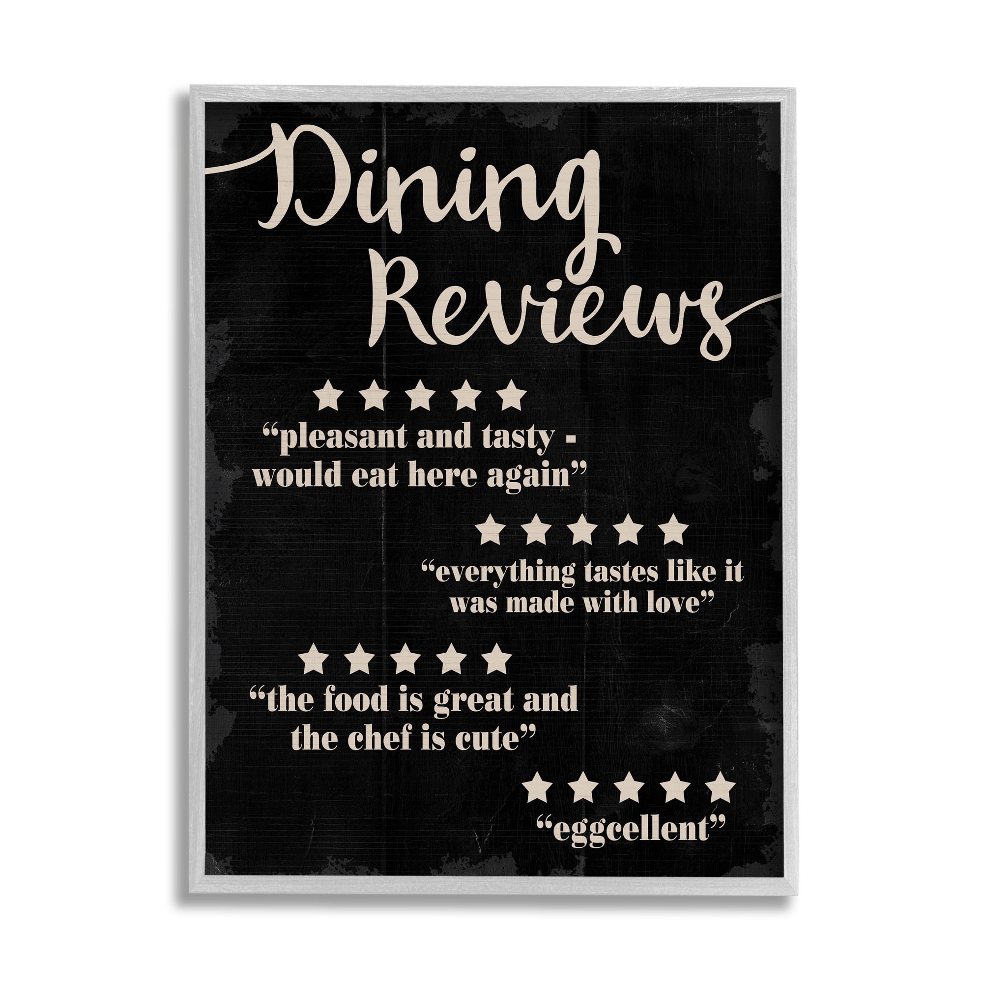 Stupell Industries Dining Reviews Five Star Kitchen Black Funny Word Design Framed Wall Art by Daphne Polselli