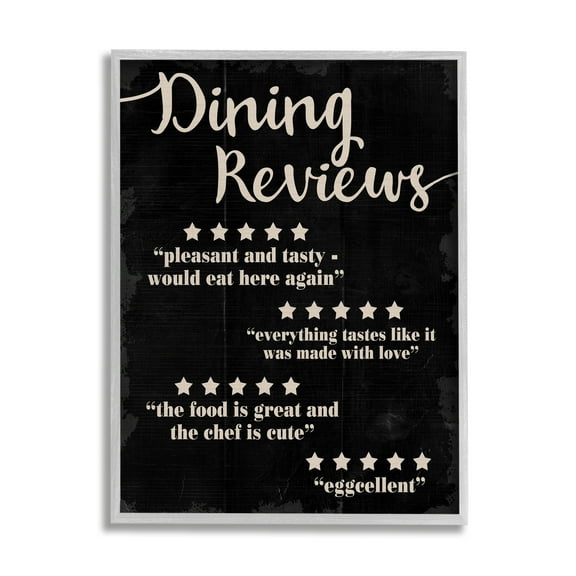 Stupell Industries Dining Reviews Five Star Kitchen Black Funny Word Design Graphic Art Gray Framed Art Print Wall Art, 24x30, by Daphne Polselli