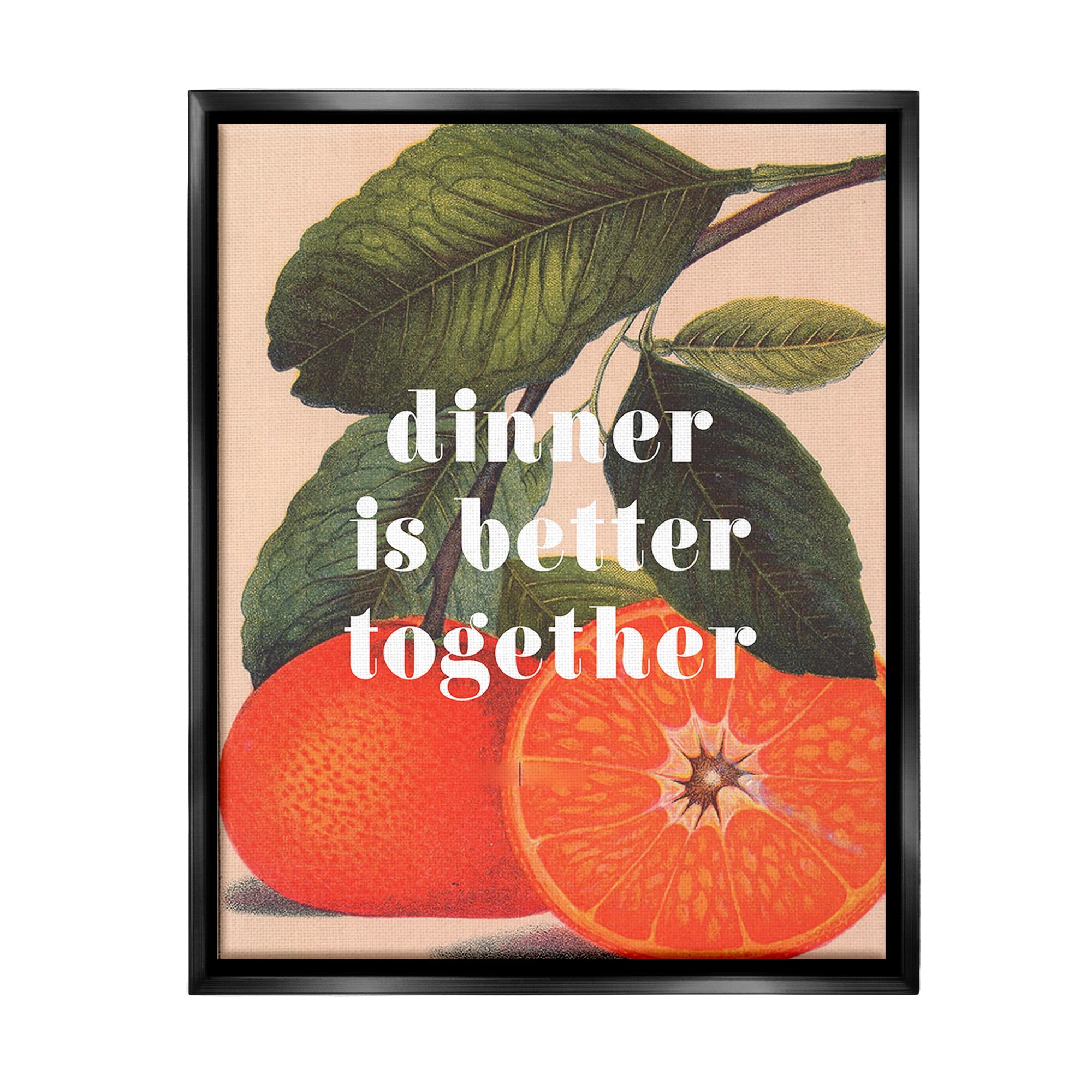Stupell Industries Dinner Better Together Food & Beverage Painting Black Floater Framed Canvas Art Print Wall Art, 17 x 21